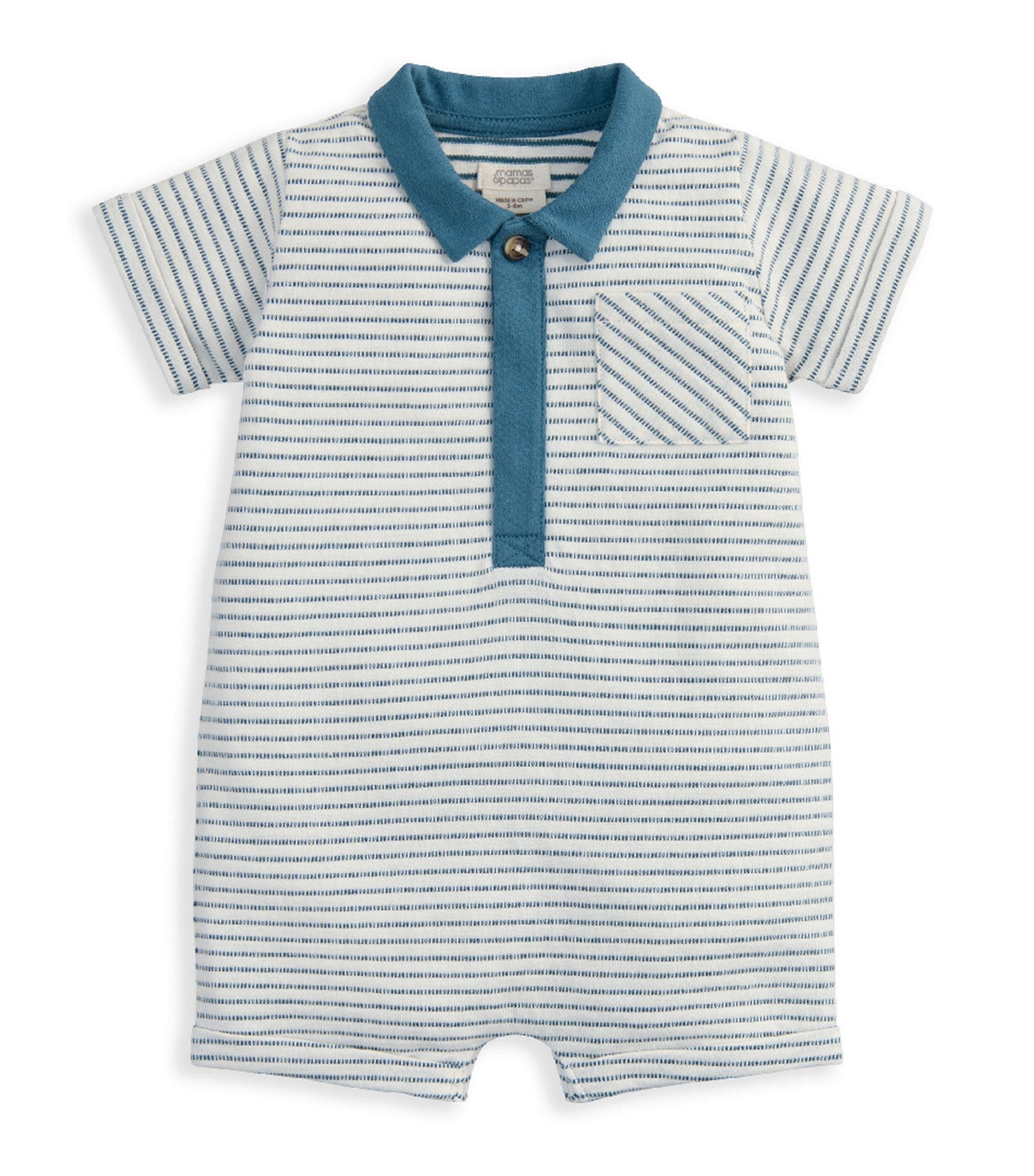 Stripe Polo Romper Blue