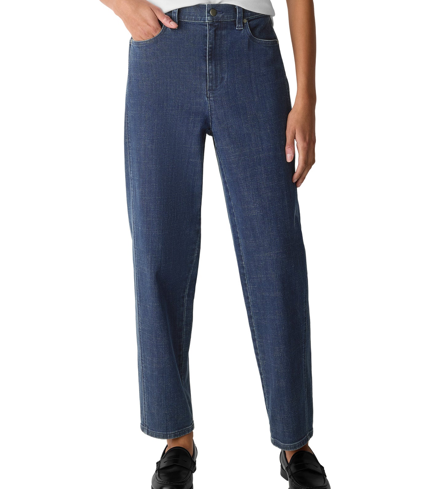 Cotton Stretch Denim Lantern Jean Medium Indigo