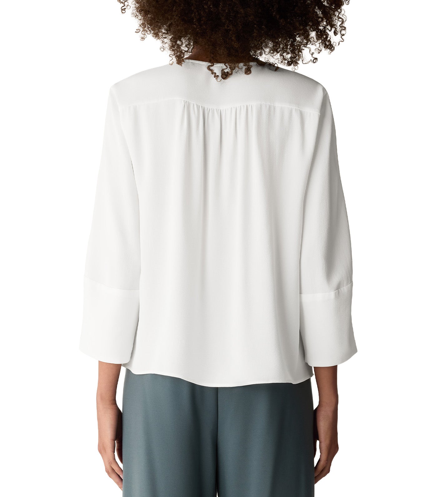 Silk Georgette Crepe V-Neck Top