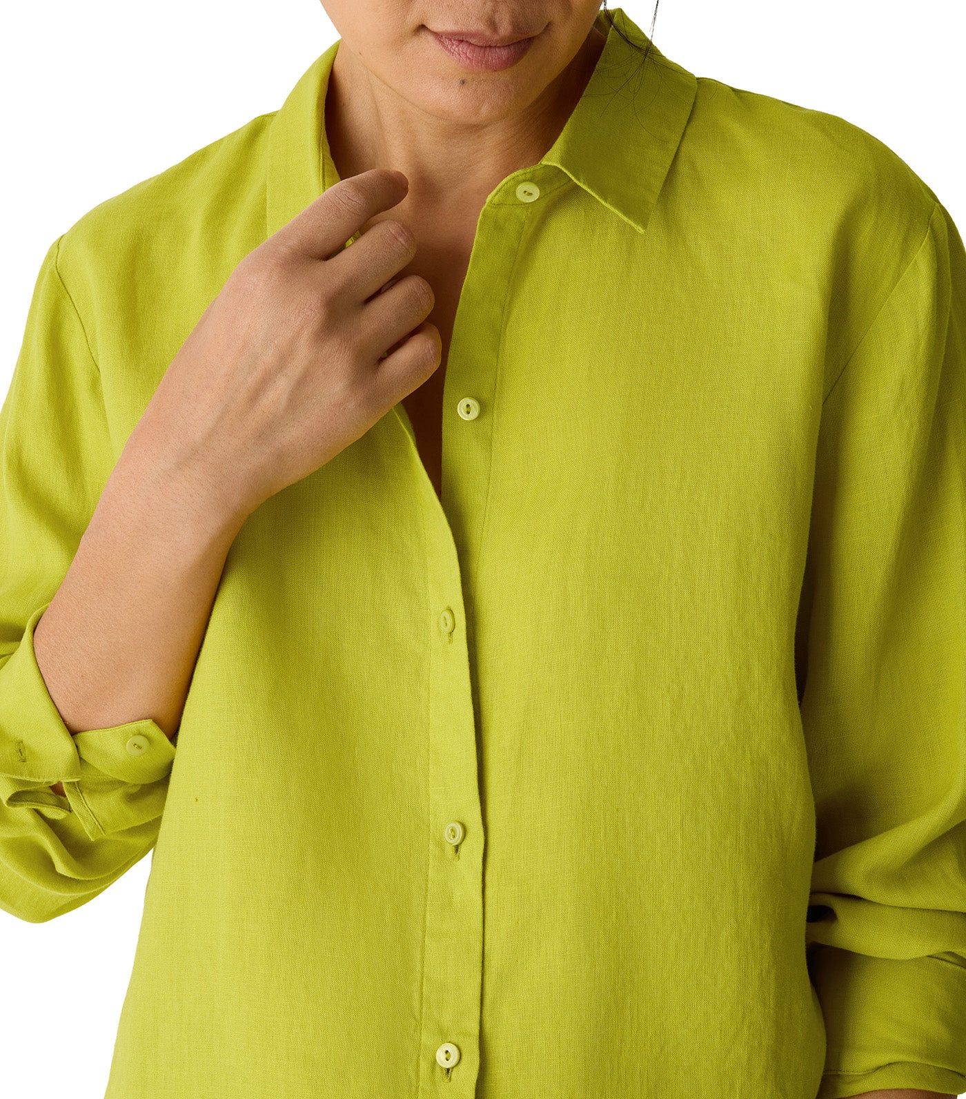 Organic Handkerchief Linen Classic Collar Shirt Citron