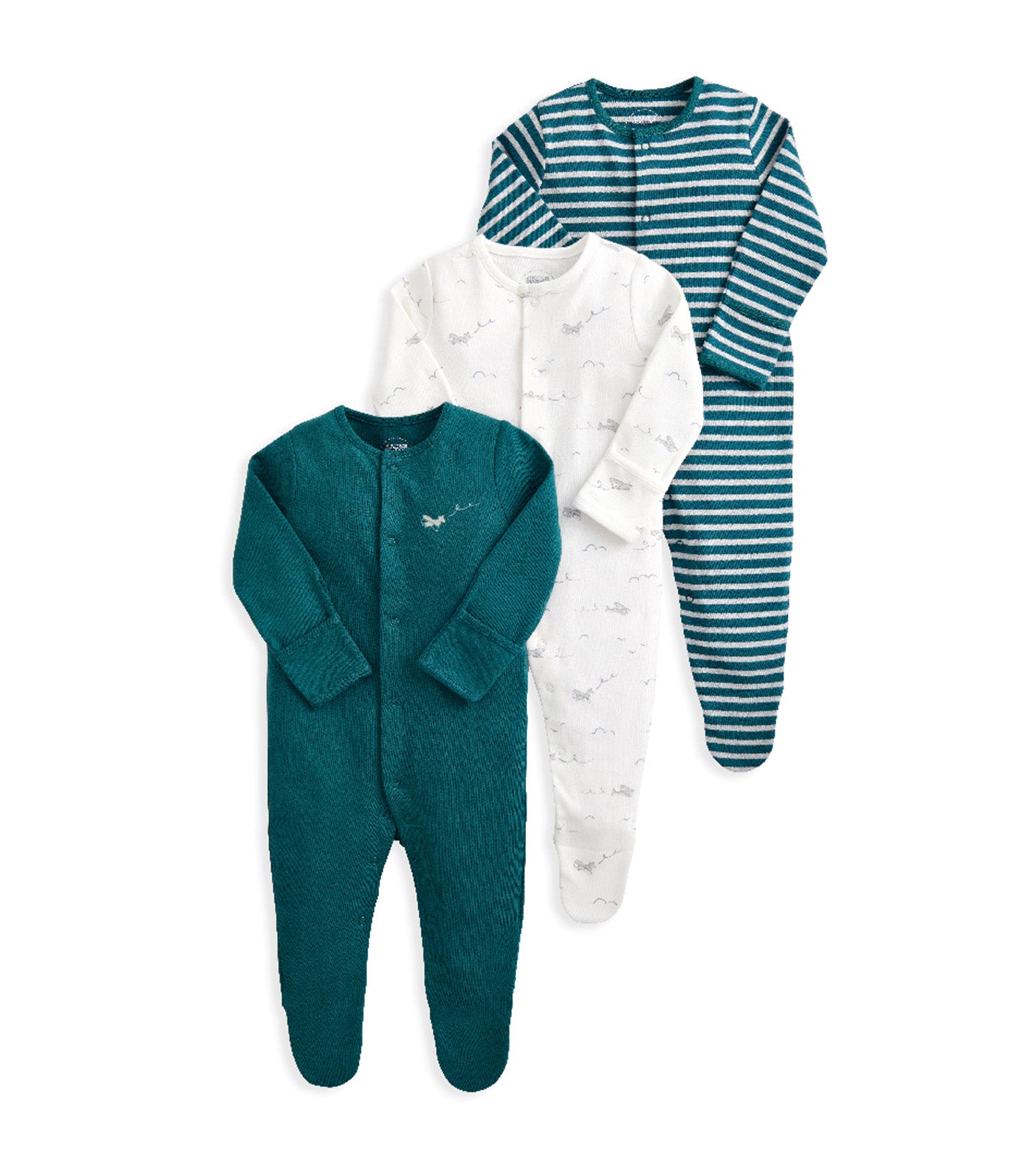 Pack of 3 Sleepsuits Planes Stripe