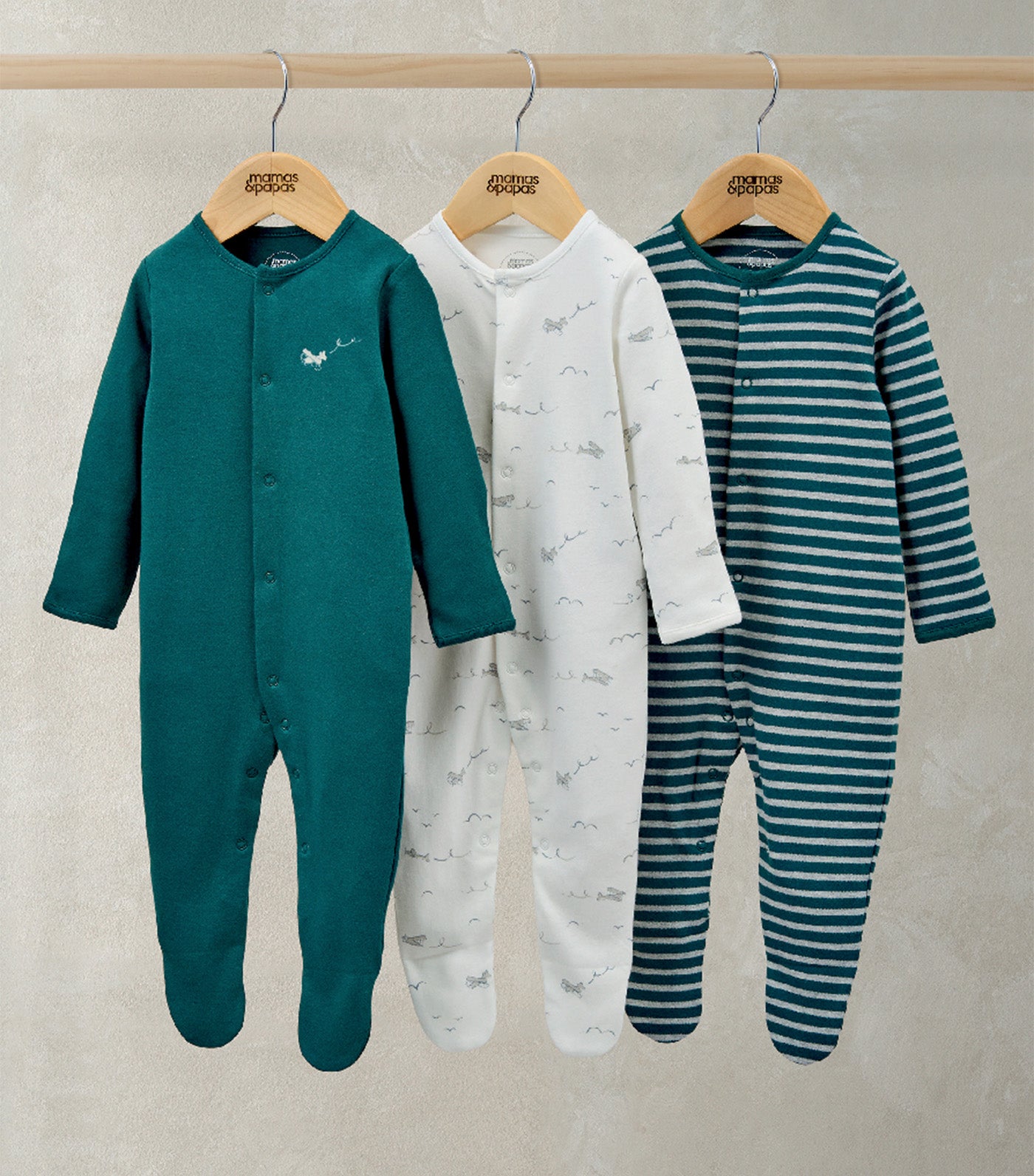Pack of 3 Sleepsuits Planes Stripe