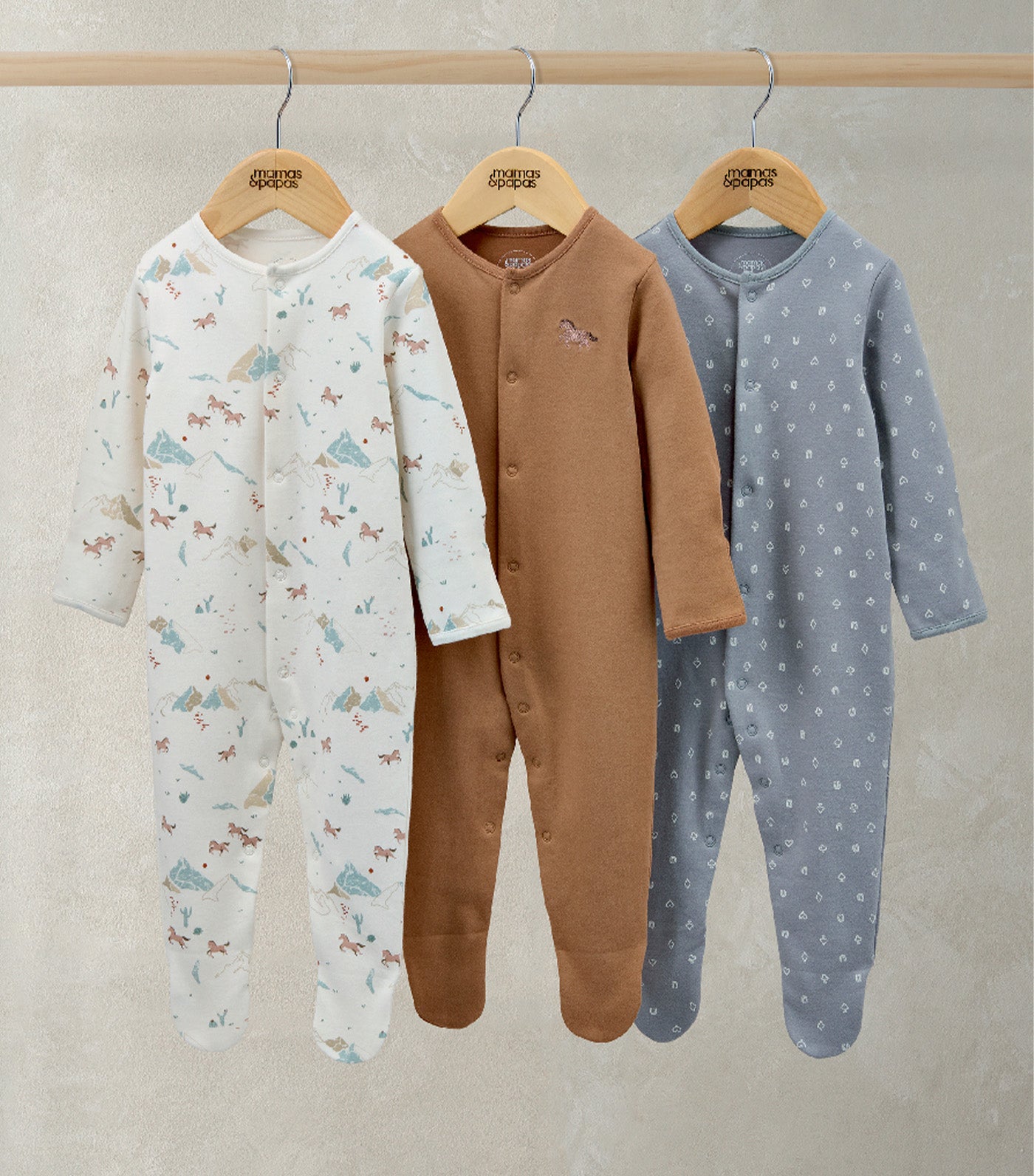 Pack of 3 Sleepsuits Rodeo Cards and Horse