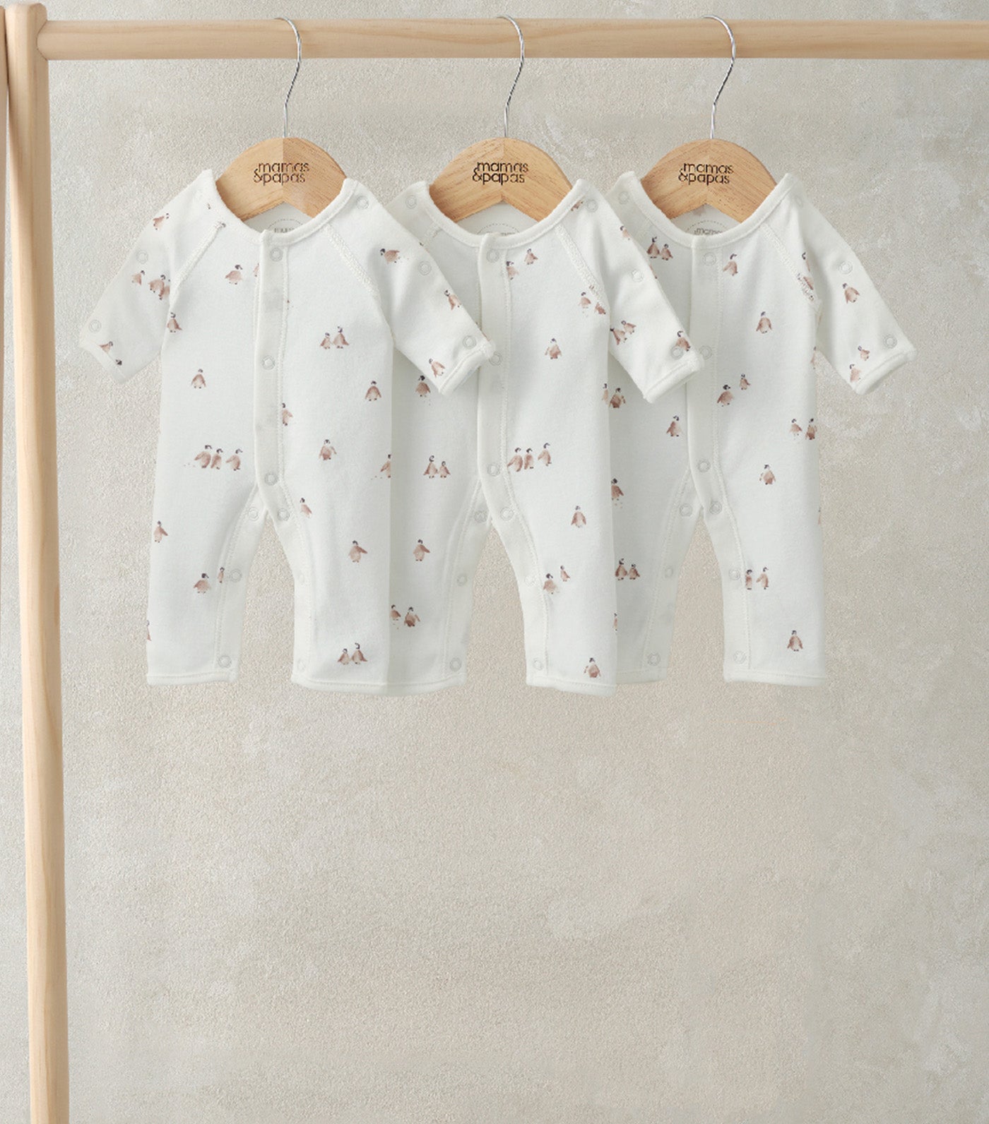 Mamas & Papas Premature Baby Penguin Rompers (Set of 3) White