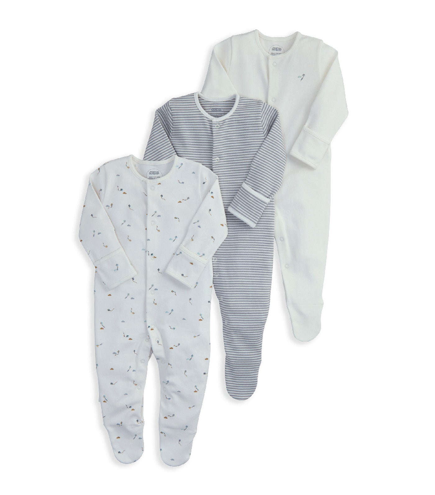 Mamas & Papas Pack of 3 Sleepsuits Kites