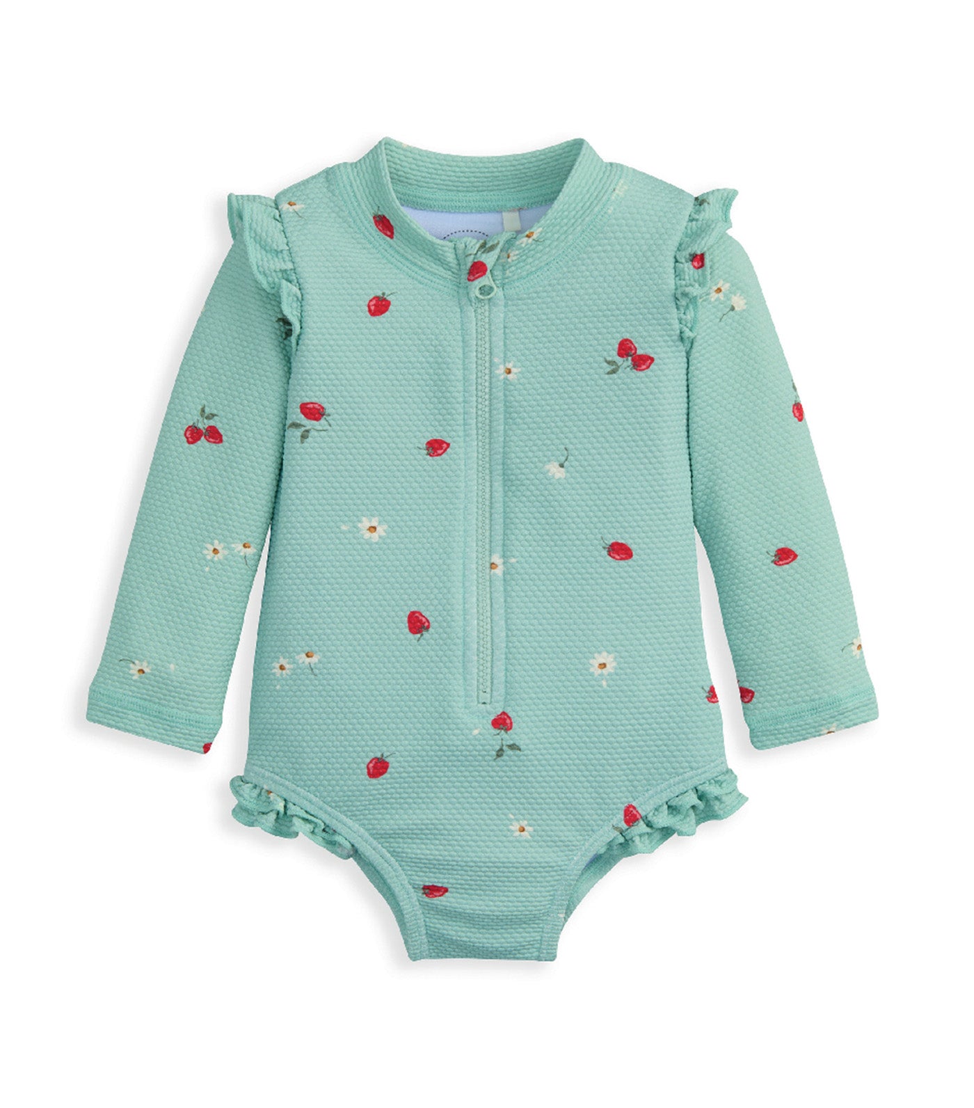 Strawberry Long Sleeve Swimsuit Blue Green