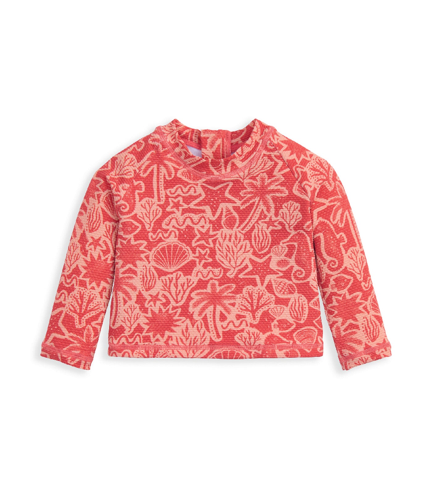 Seahorse Long Sleeve Swim Top and Bottoms Red