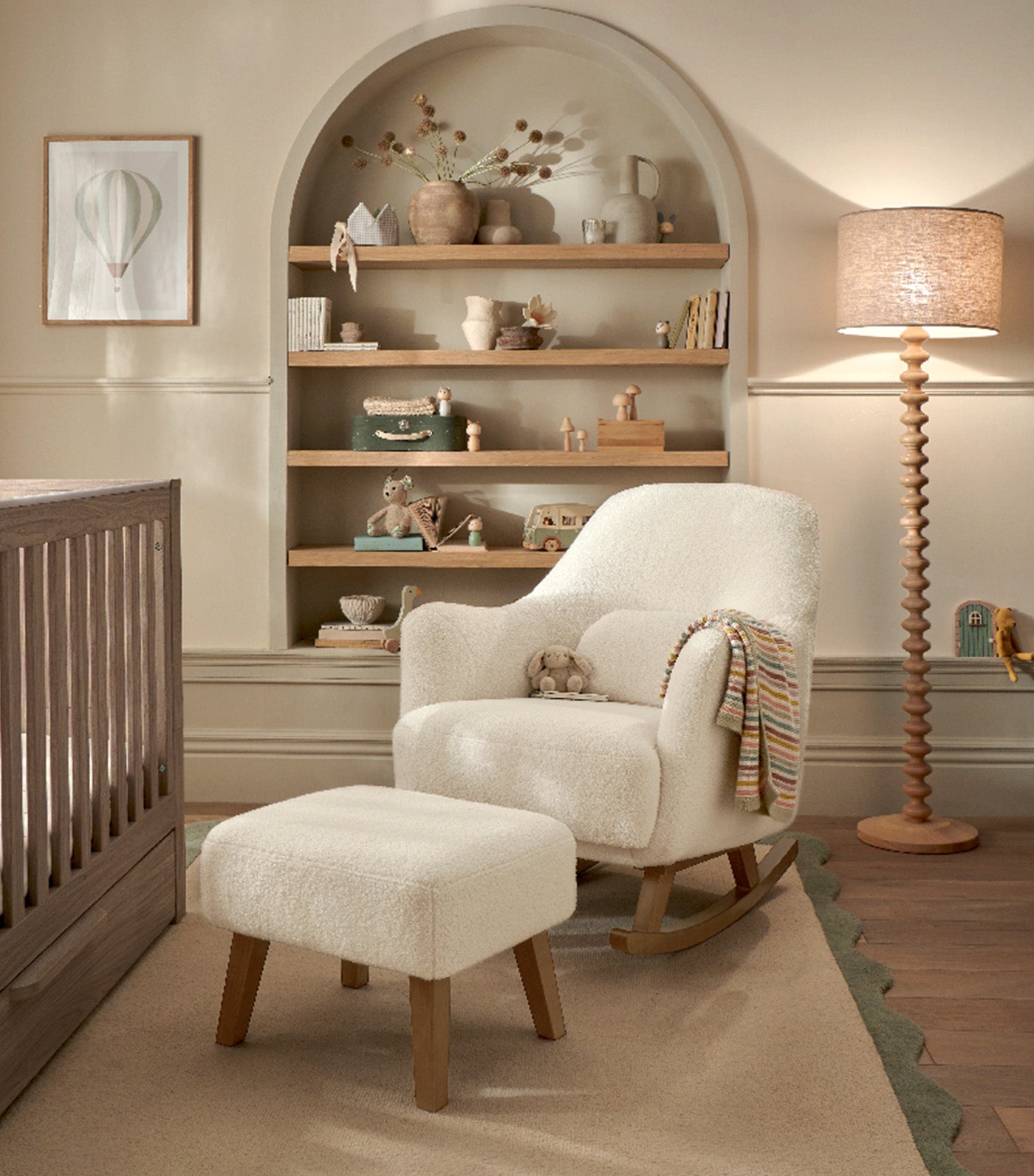Penrose Nursing Chair & Stool - Off White Boucle