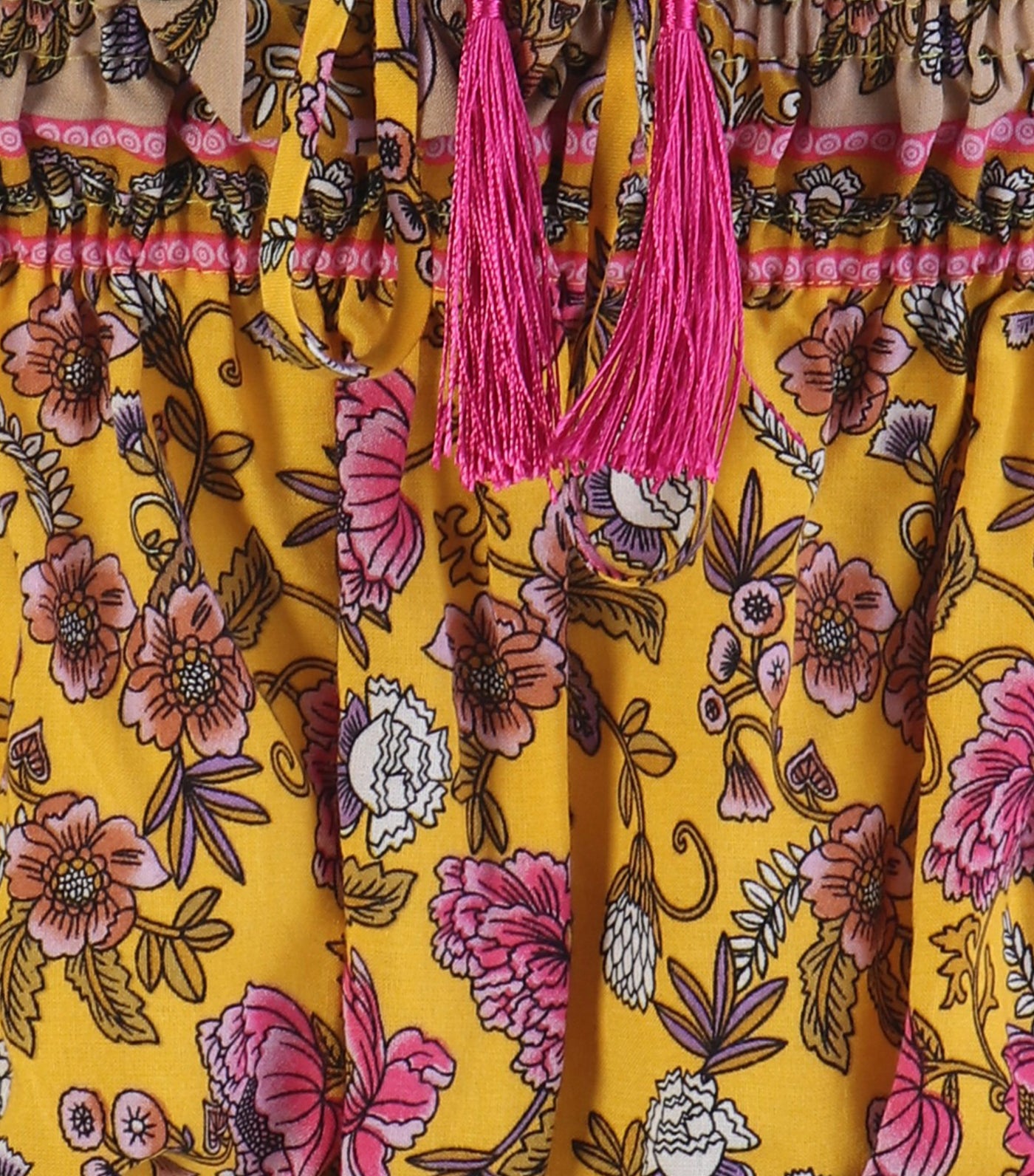 Lotus Resortwear Nira Tie Strap Multicolor Print Top Yellow