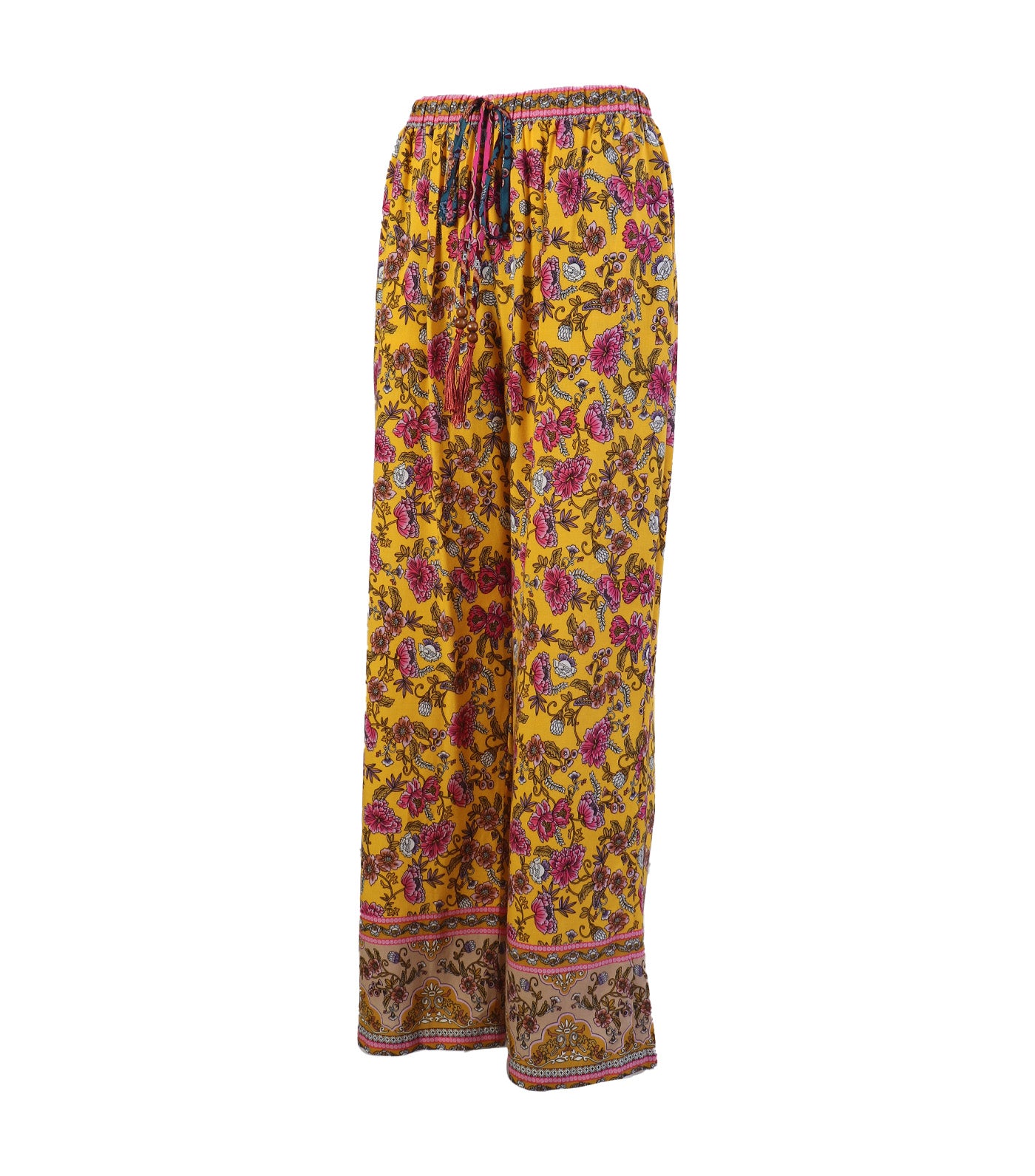 Lotus Resortwear Fiona Multicolor Print Pants Yellow 