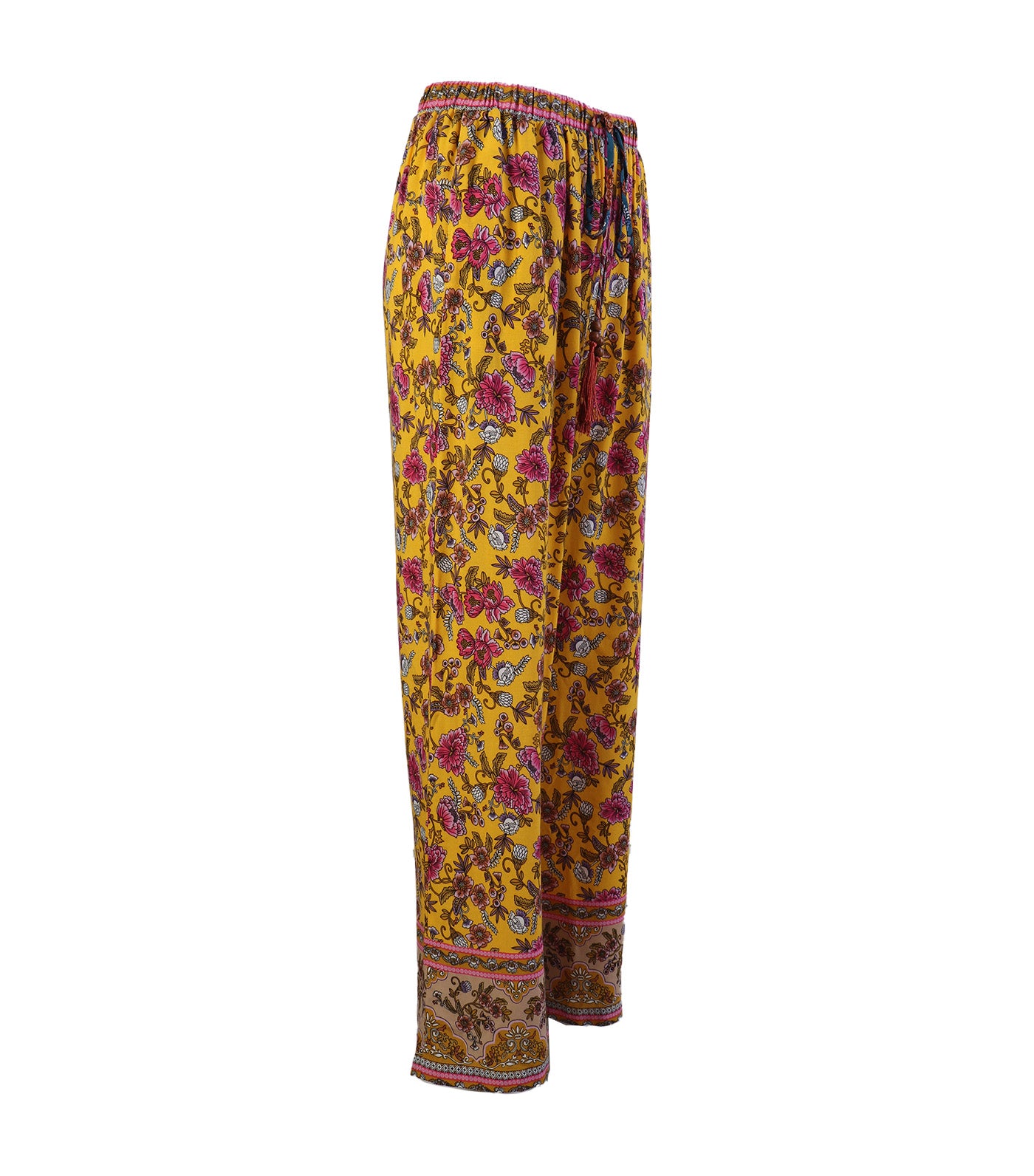 Lotus Resortwear Fiona Multicolor Print Pants Yellow 