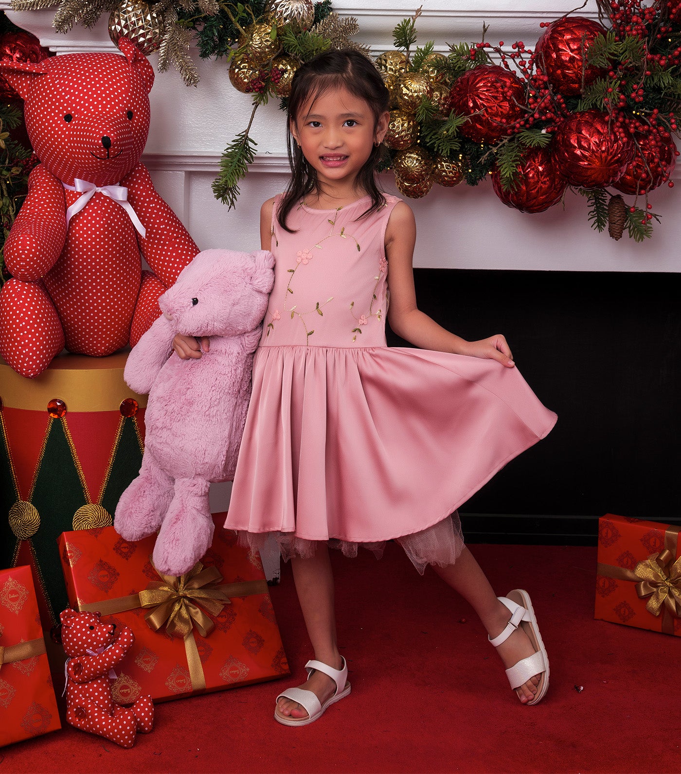 Aurora Embroidered Tulle Dress Pink