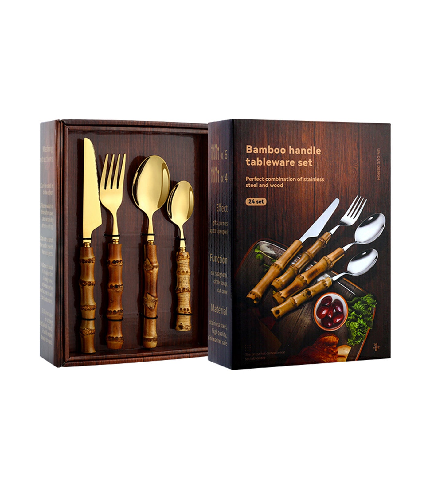 Bamboo Handle Cutlery 16-Piece Set