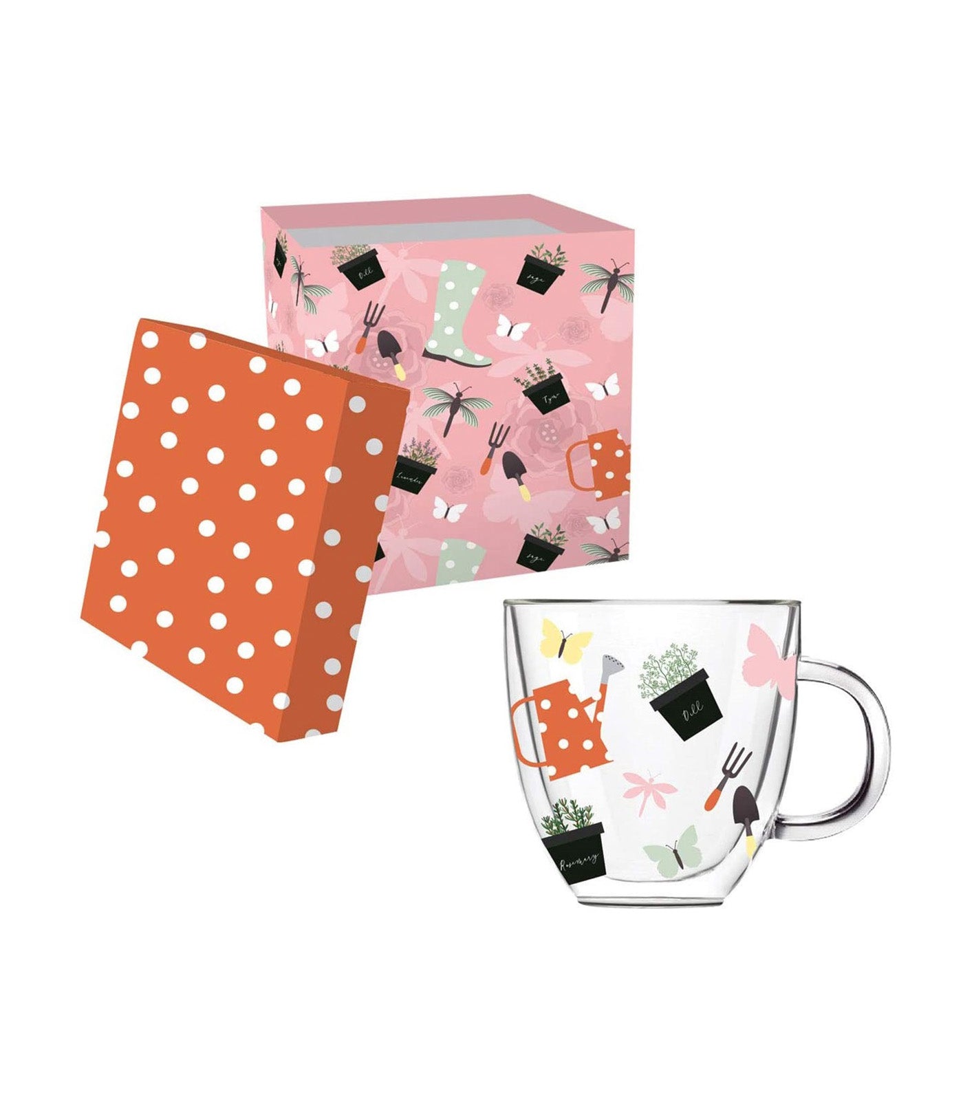 Sugarplum Lifestyle Garden Pink Pattern Glass Café Cup