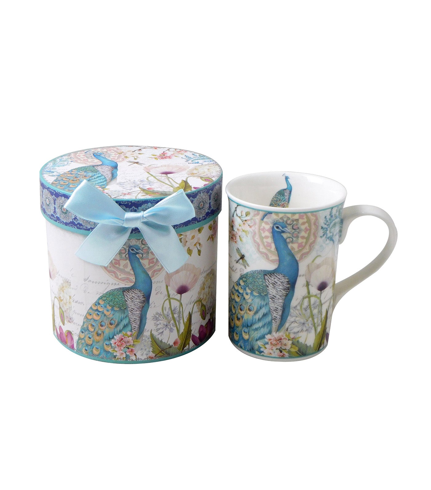 Sugarplum Lifestyle Resplendent Peacock Collection Piece Porcelain Tall Mug