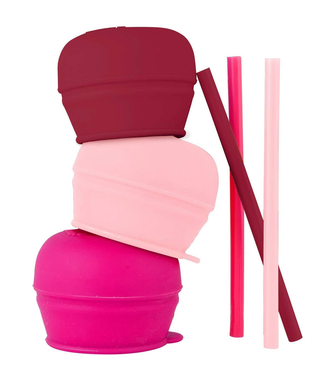 SNUG STRAW Universal Silicone Straw Lids 3 Pack Pink