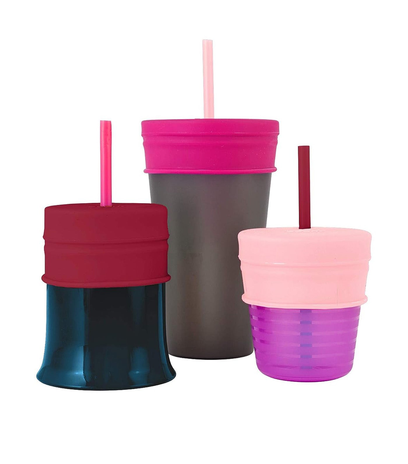 SNUG STRAW Universal Silicone Straw Lids 3 Pack Pink