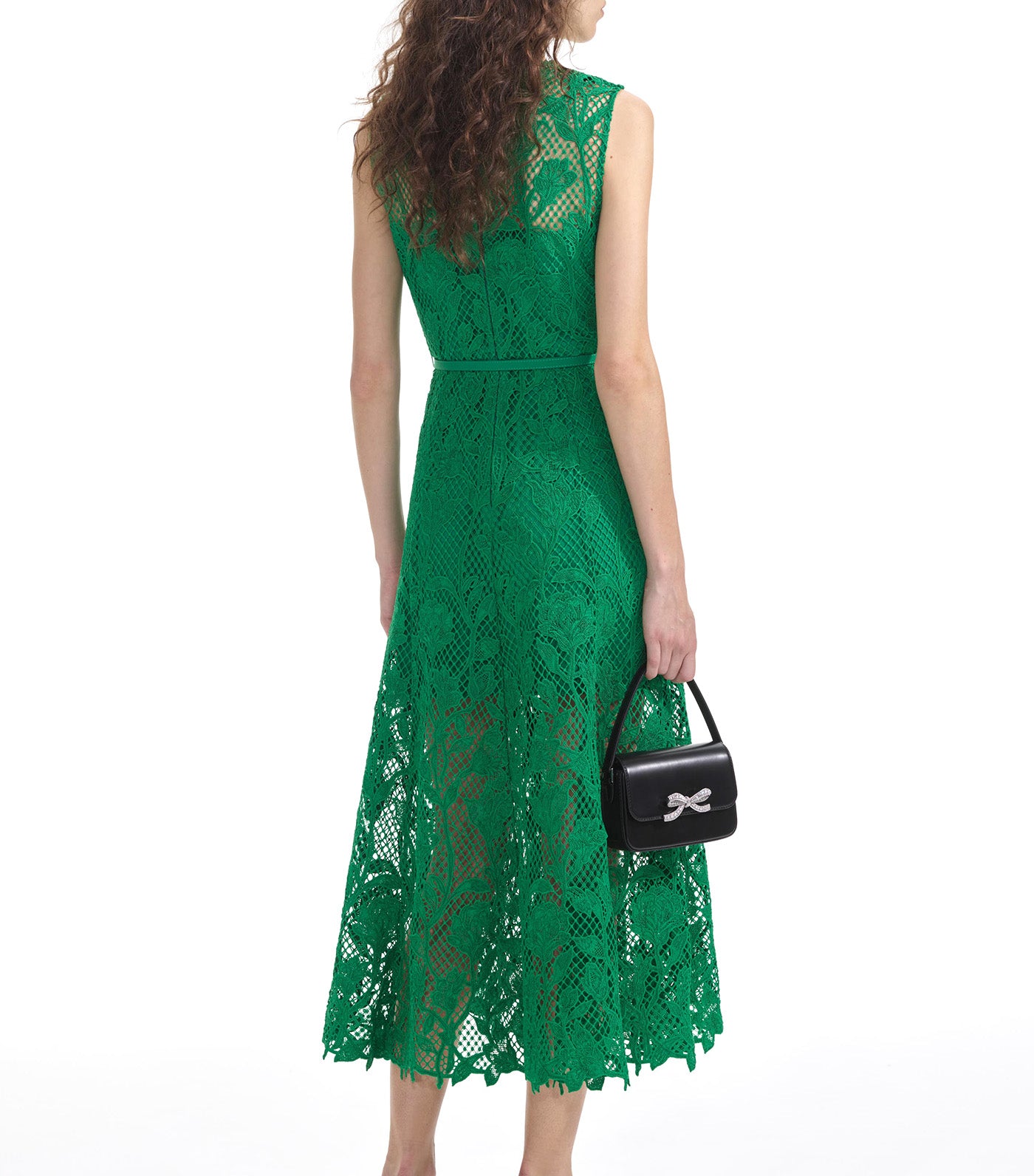 Lace Sleeveless Midi Dress Green