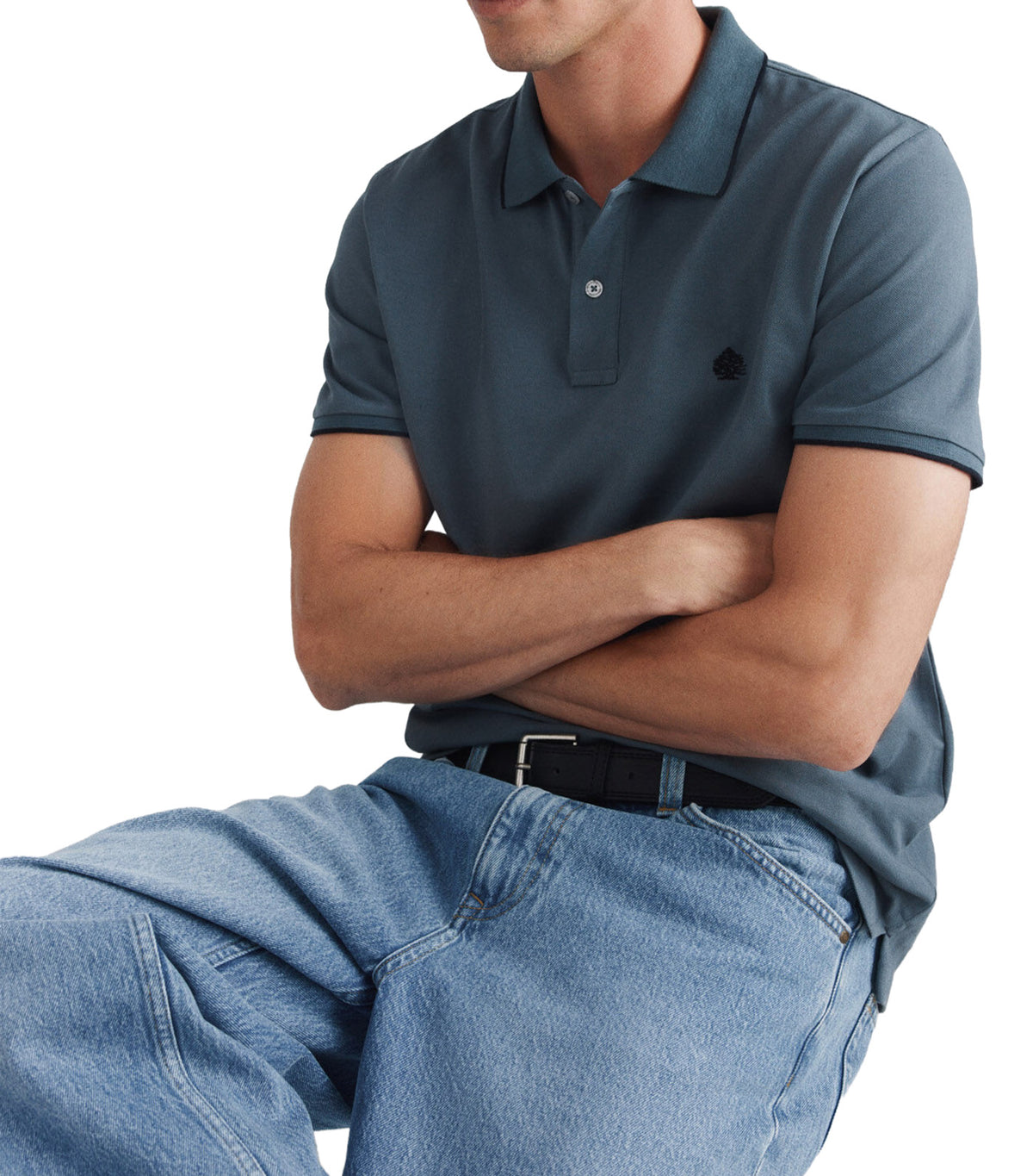 Slim Fit Pique Polo Shirt Blues