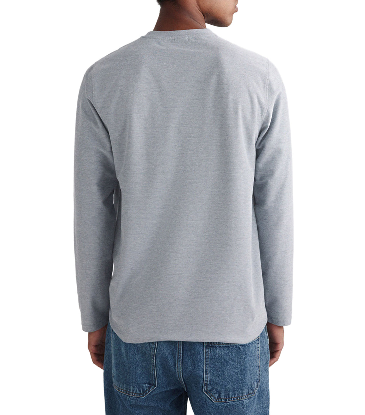 Long-Sleeved Oxford Piqué T-Shirt Light Blue
