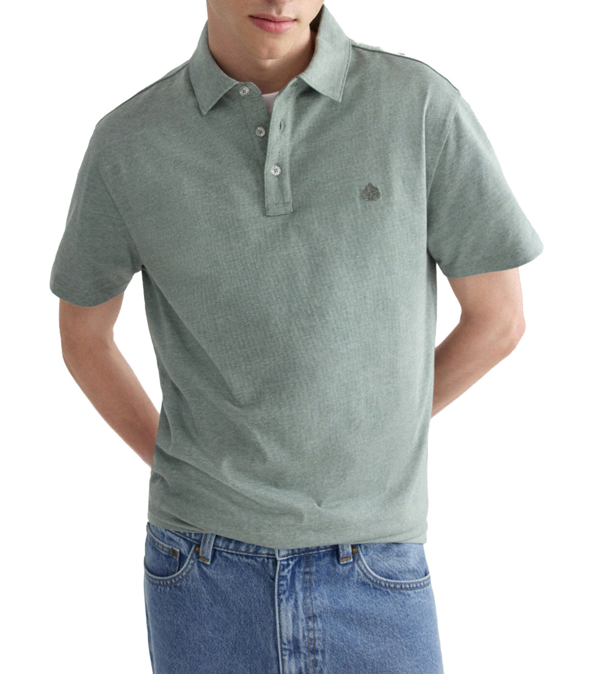 Slim Fit Micro-Striped Jersey Polo Shirt Green