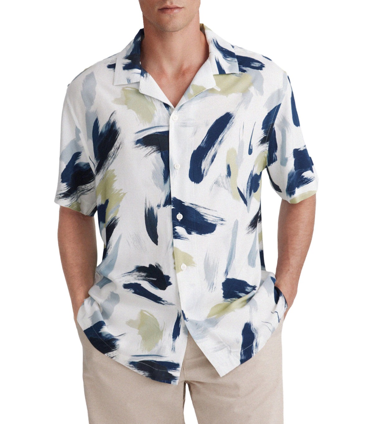 Printed Bowling Shirt Khaki Print