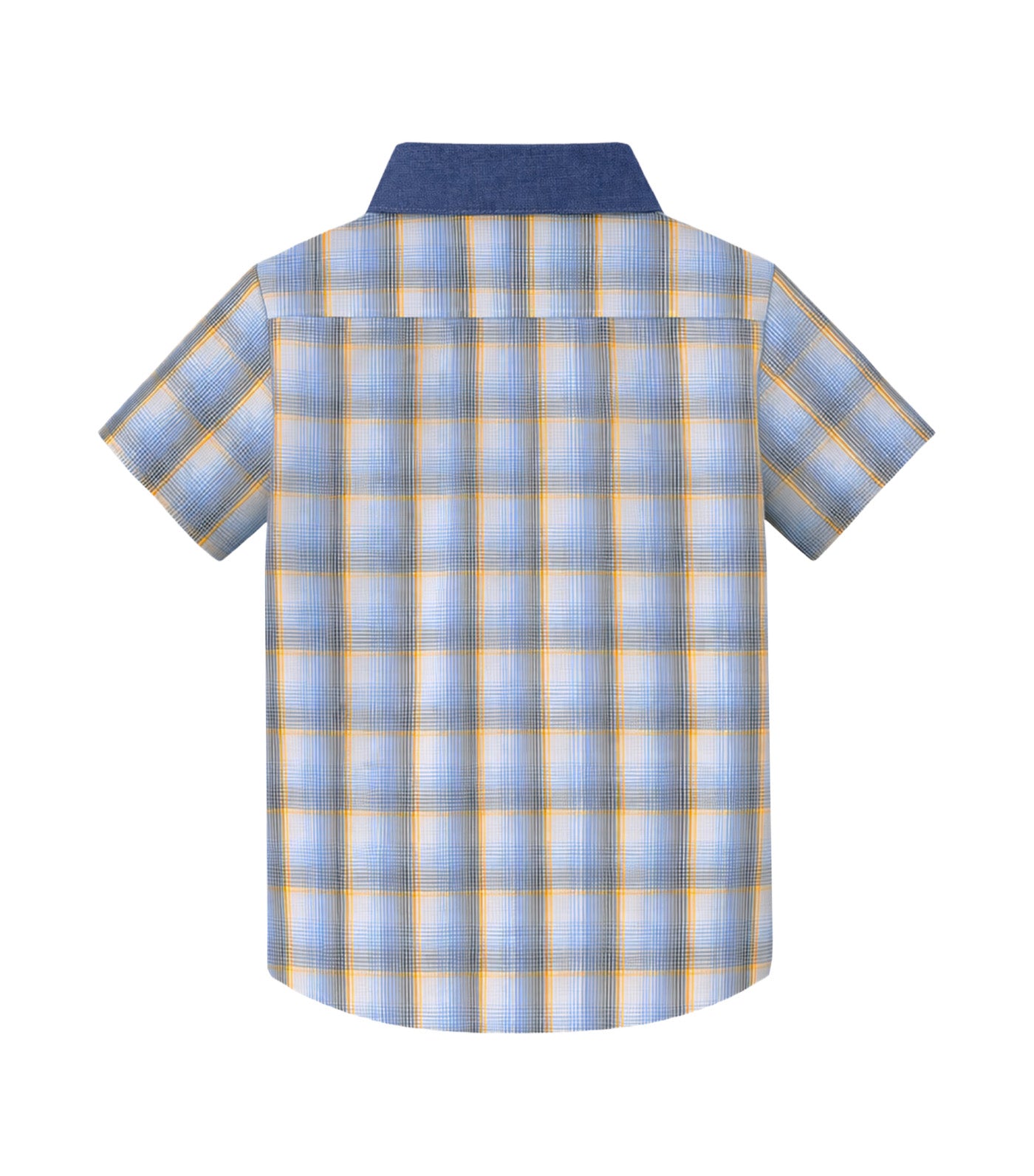 Periwinkle Mason Boys Button-Down Short Sleeves Yellow Checkered
