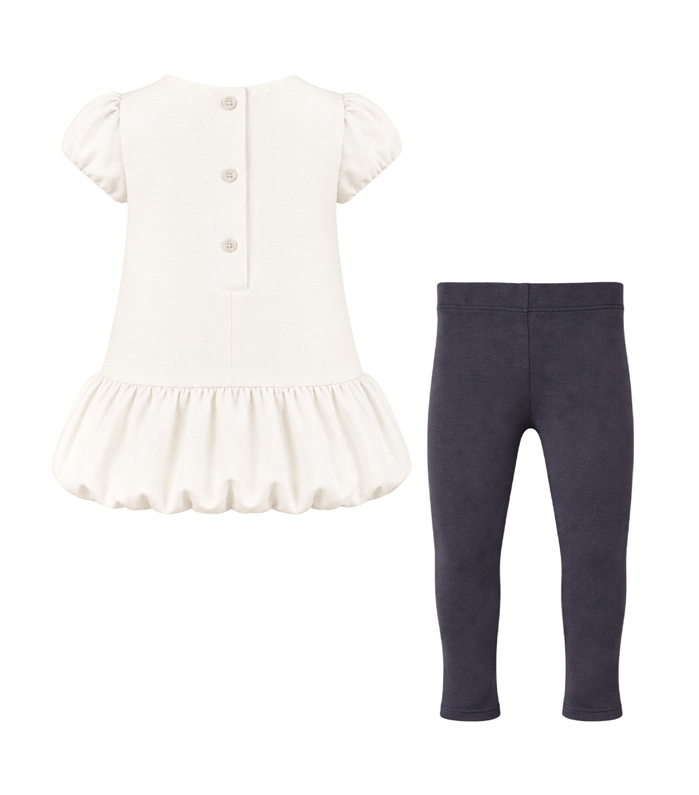Sharlene Baby Girls Blouse and Pants Set with Accessory Ivory