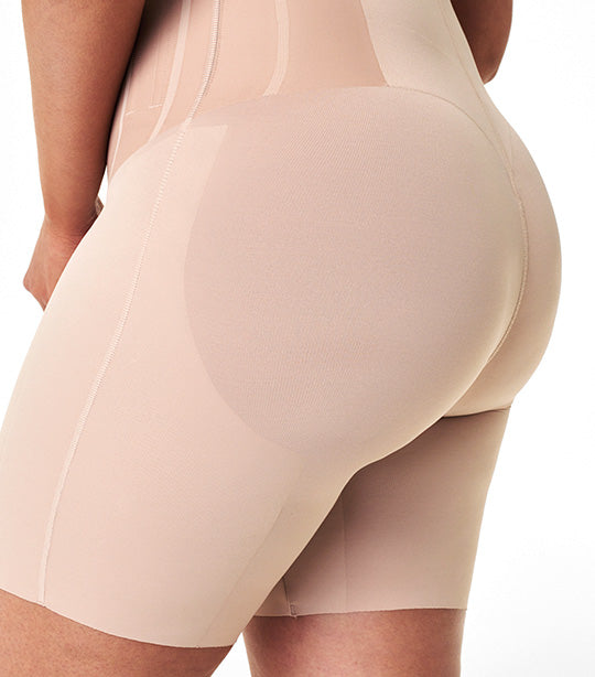 Total Contour Open-Bust Mid-Thigh Bodysuit Champagne Beige