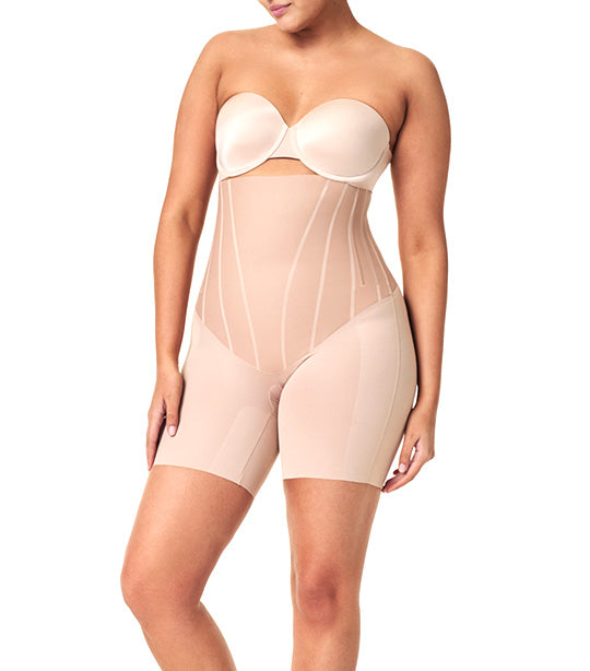 TotalContour High-Waisted Mid-Thigh Shorts Champagne Beige