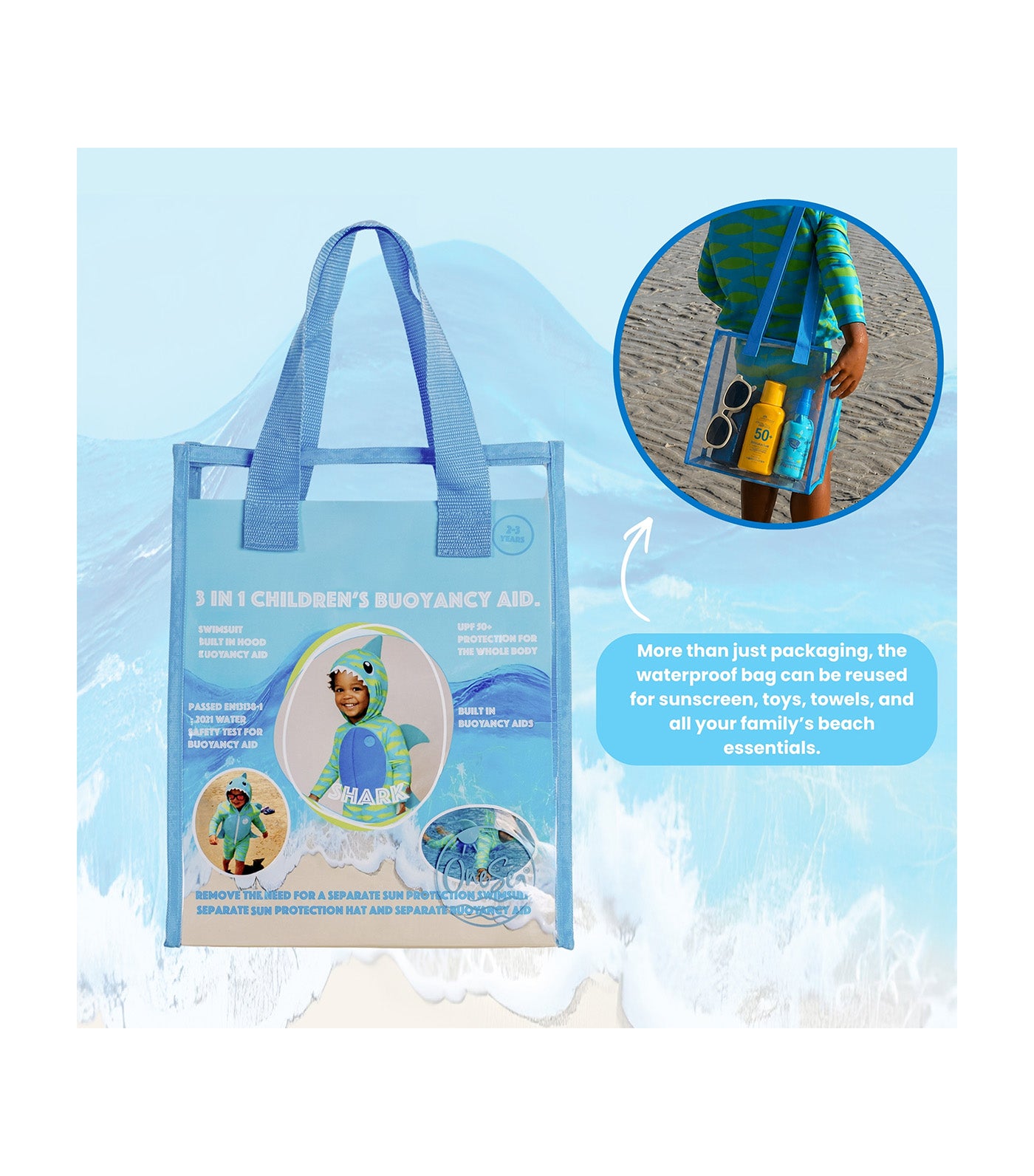 Onesea Shark Suit Set Blue/Green