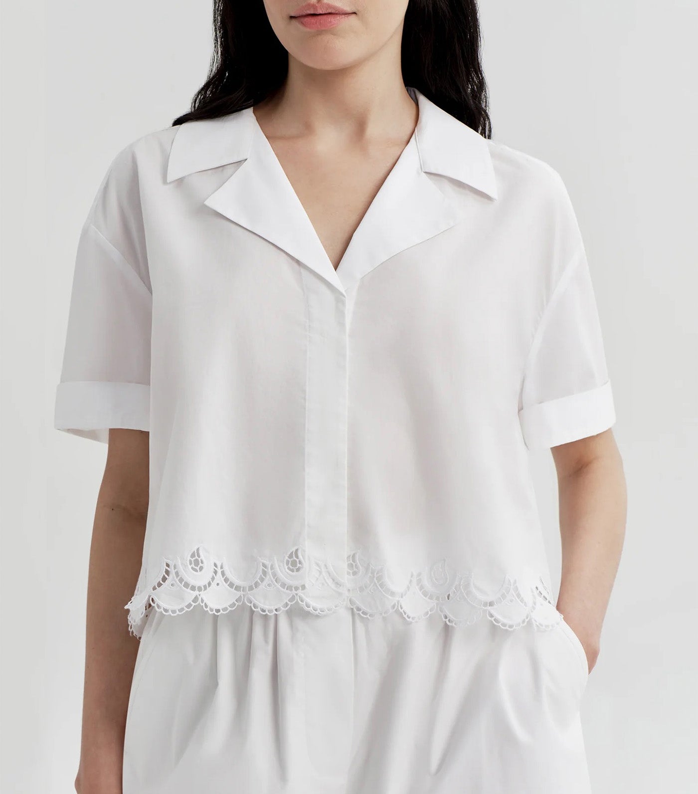 Gabrielle Embroidered Cotton Shirt White