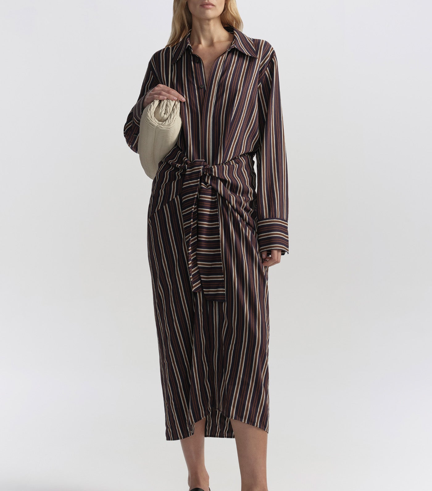 Mila Striped Midi Shirtdress Night Blue/Mint