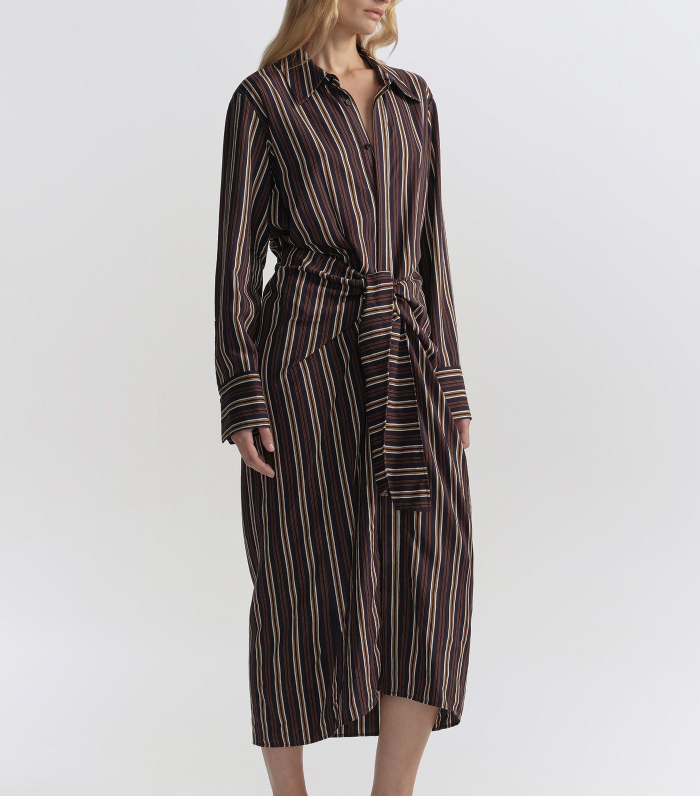 Mila Striped Midi Shirtdress Night Blue/Mint