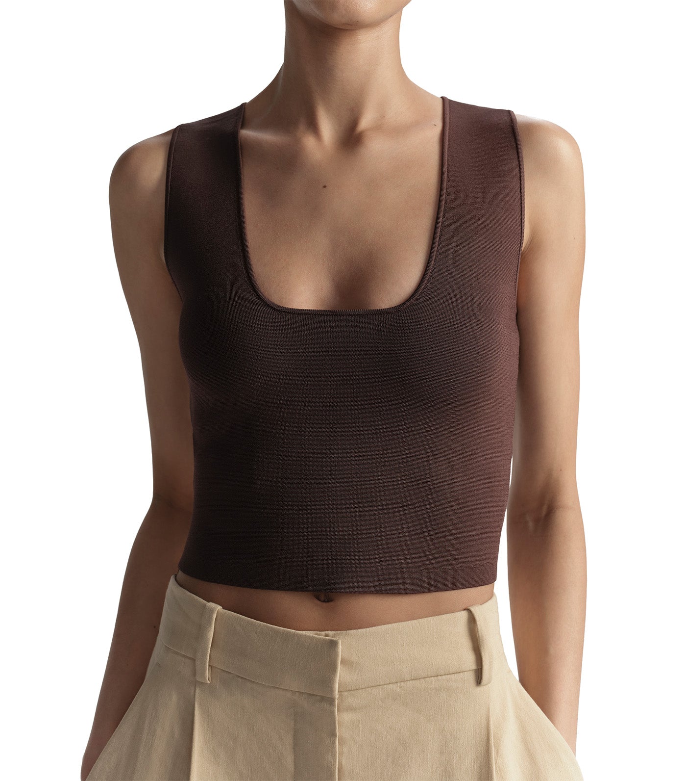 Sera Compact Knit Top Deepest Brown