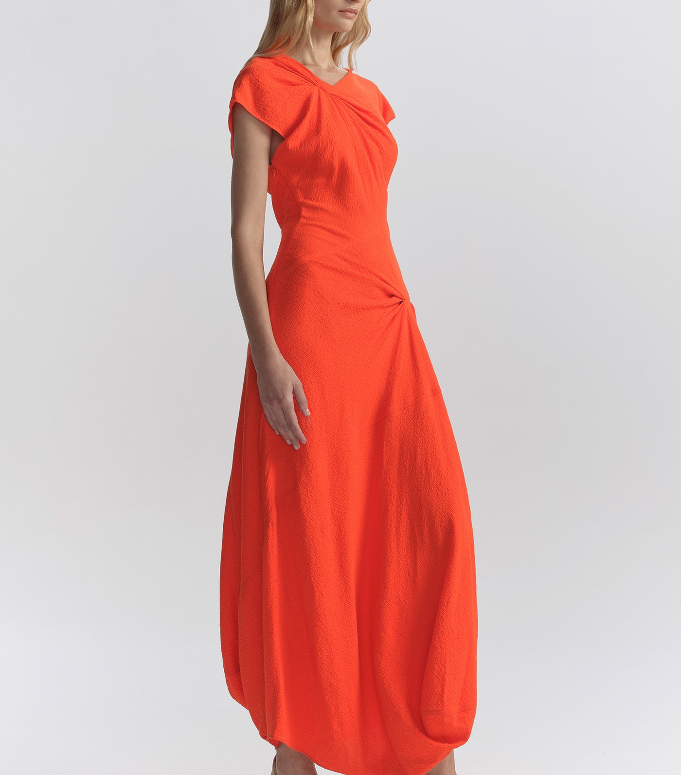 Willa Textured Crepe Midi Dress Persimmon