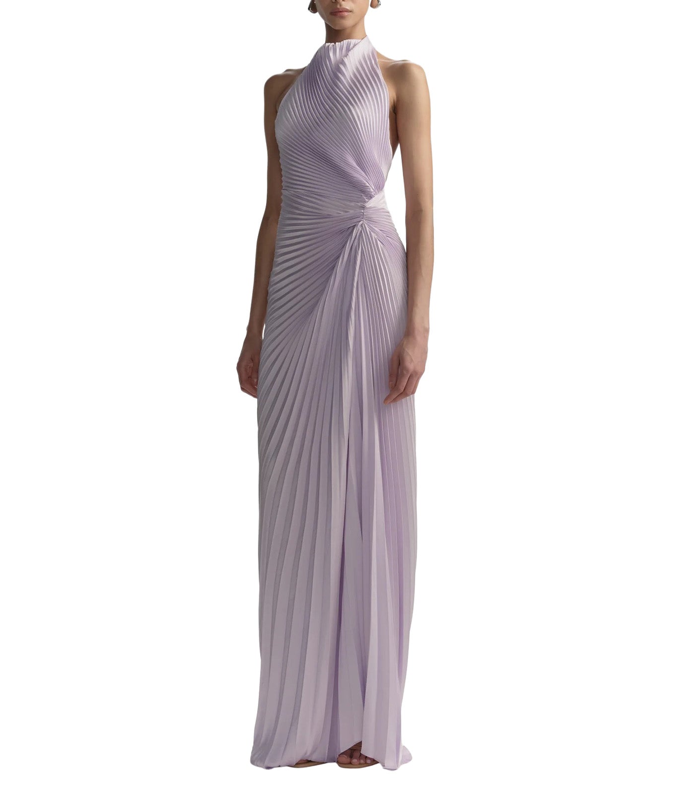 Romy Pleated Satin Gown Lilac