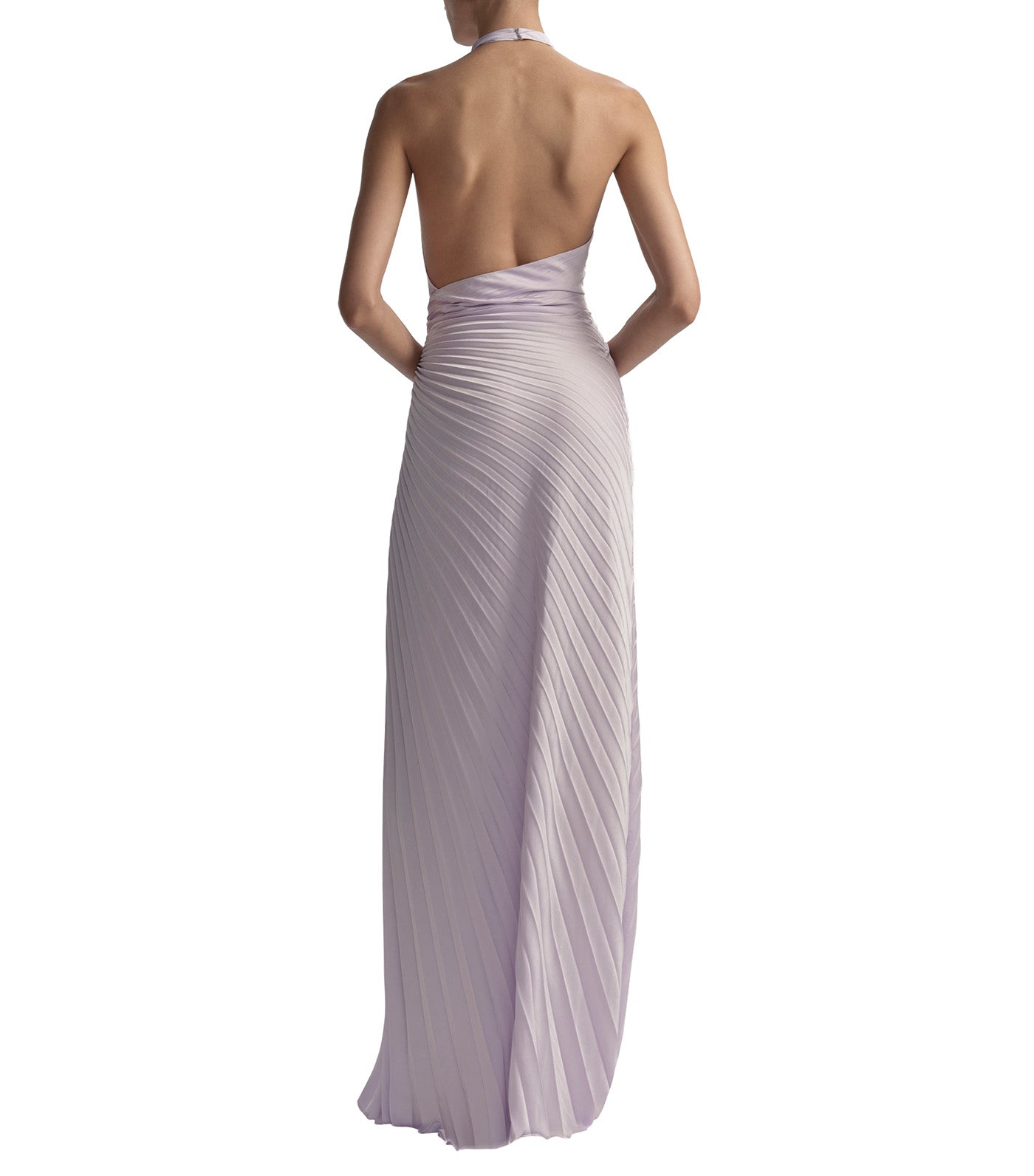 Romy Pleated Satin Gown Lilac