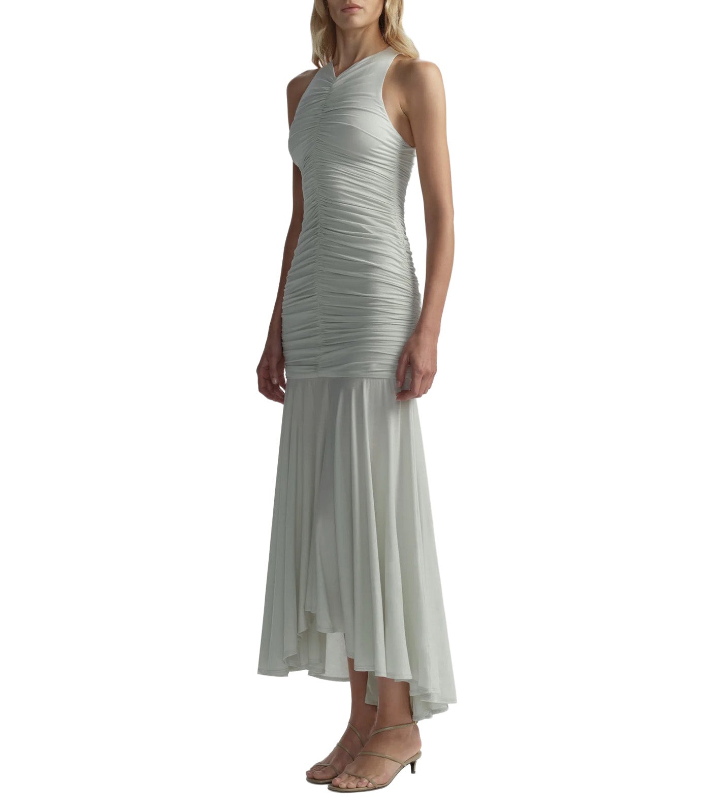 Ayla Ruched Knit Midi Dress Pale Mint
