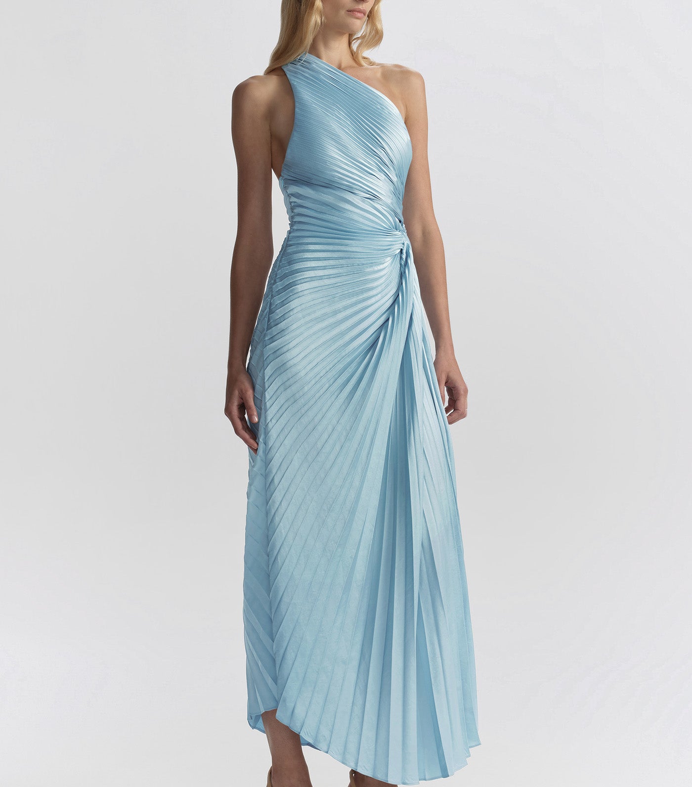 Lara Satin Pleated Midi Dress Delphinium Blue