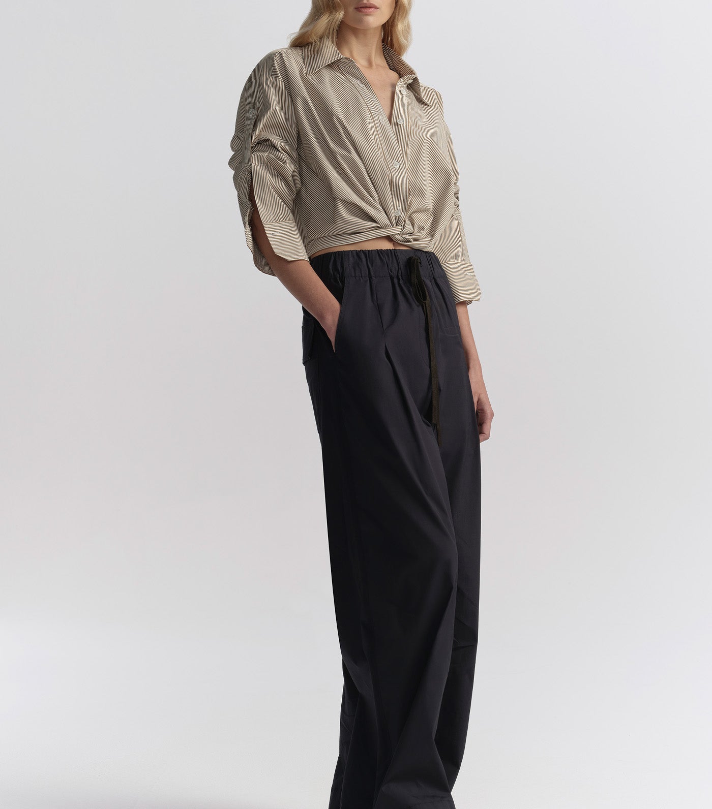 Leo Cropped Cotton Shirt Pearl/Aged Bronze