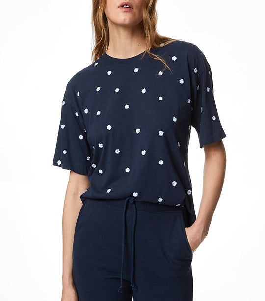 Pure Cotton Embroidered T-Shirt Navy Mix