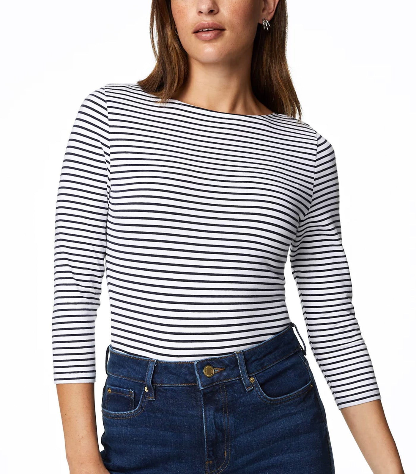 Cotton Rich Striped Slim Fit T-Shirt Navy Mix