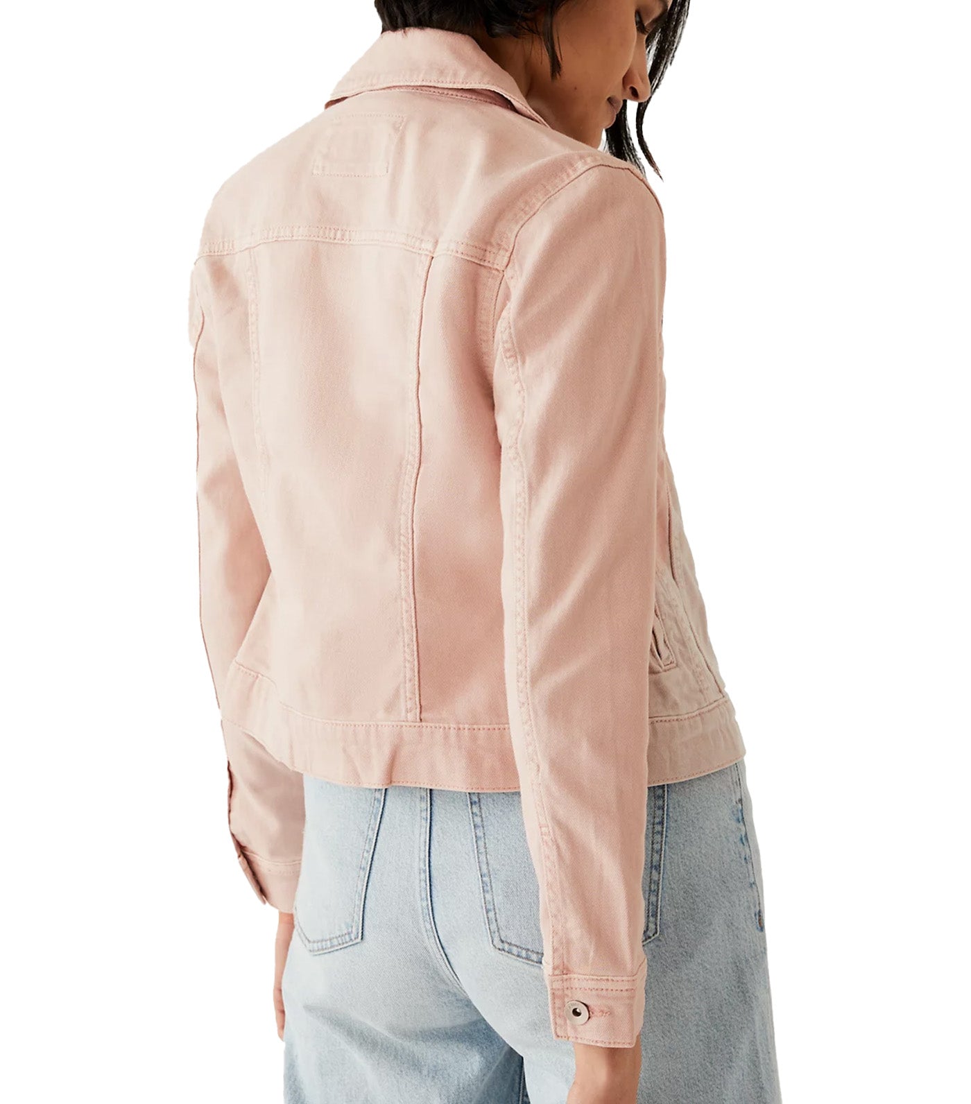 Cotton Rich Denim Jacket with Stretch Pink Shell
