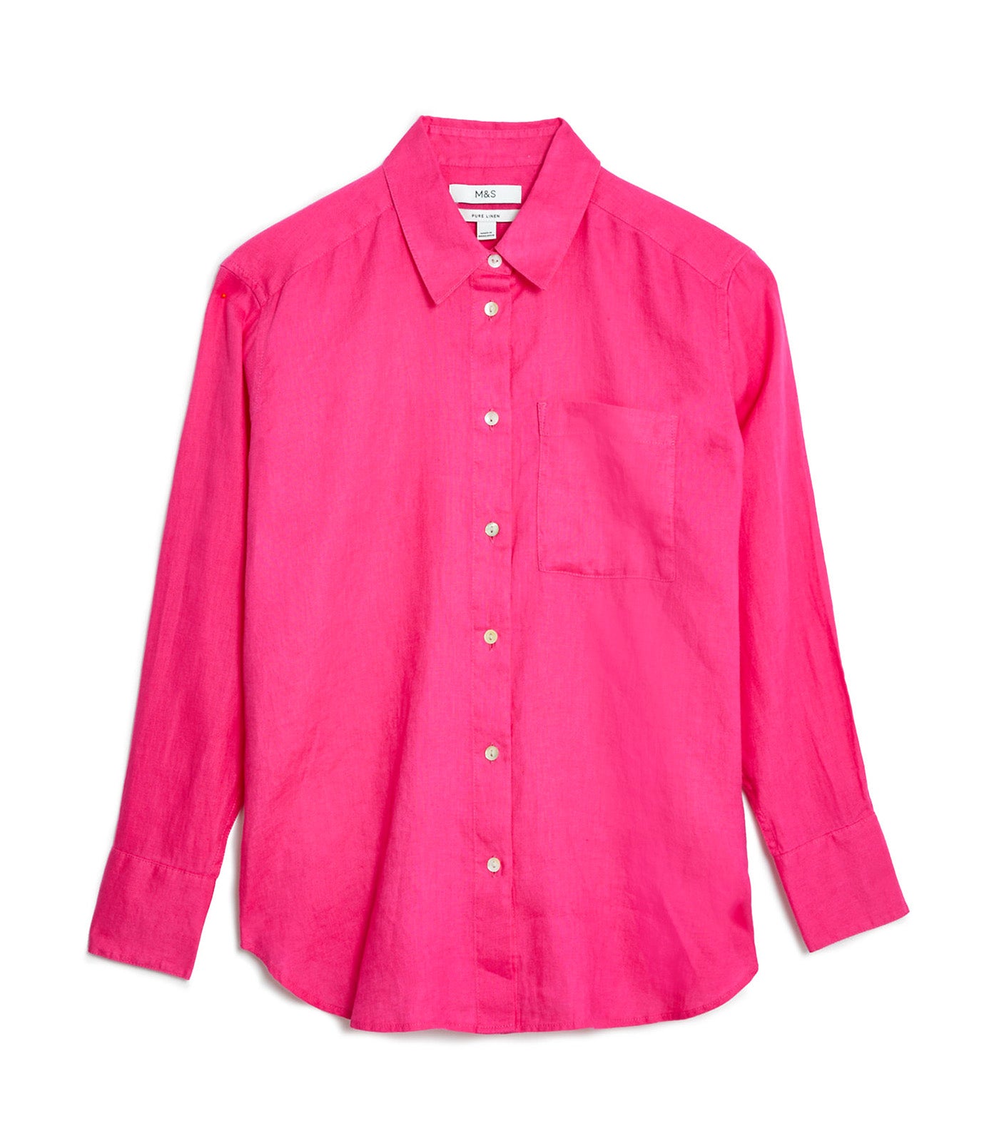 Pure Linen Relaxed Collared Shirt Pink Fizz