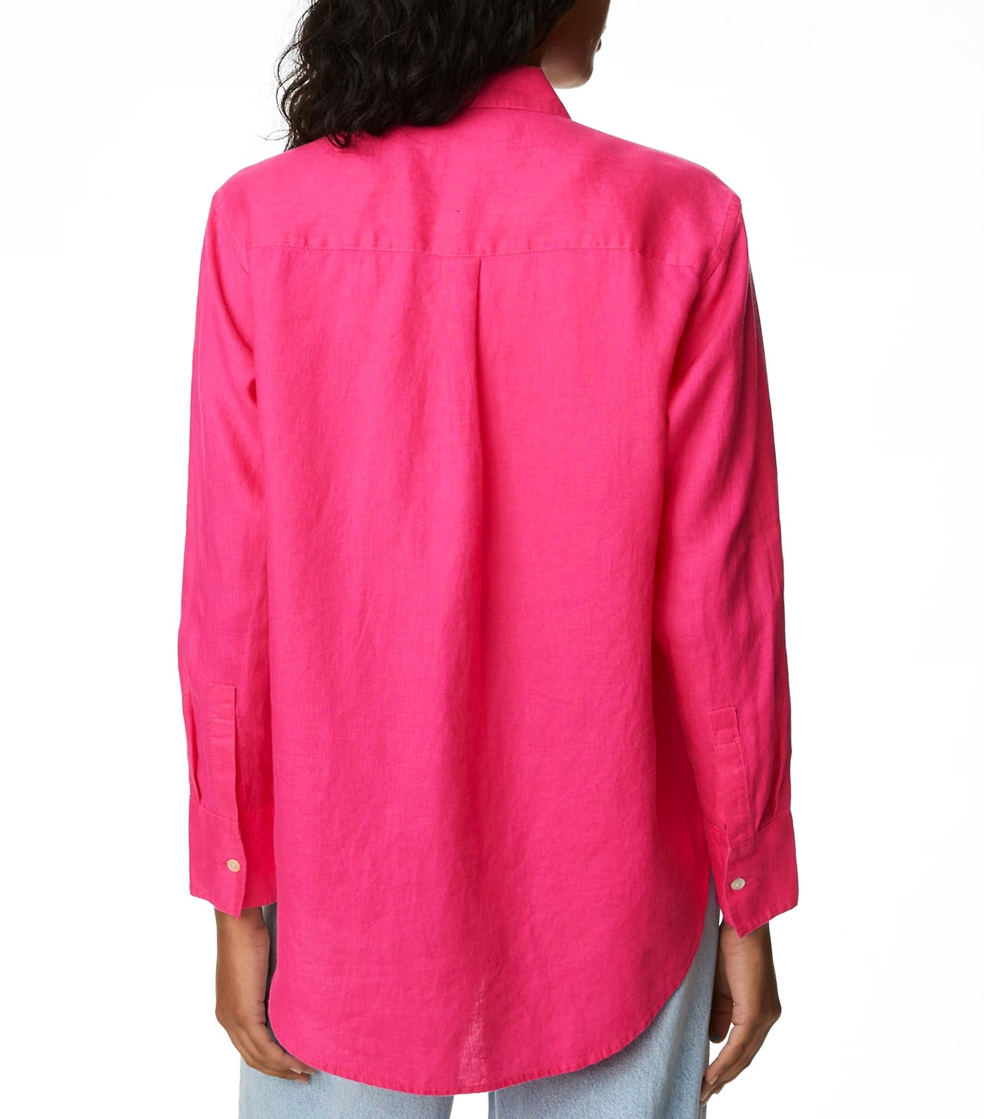 Pure Linen Relaxed Collared Shirt Pink Fizz