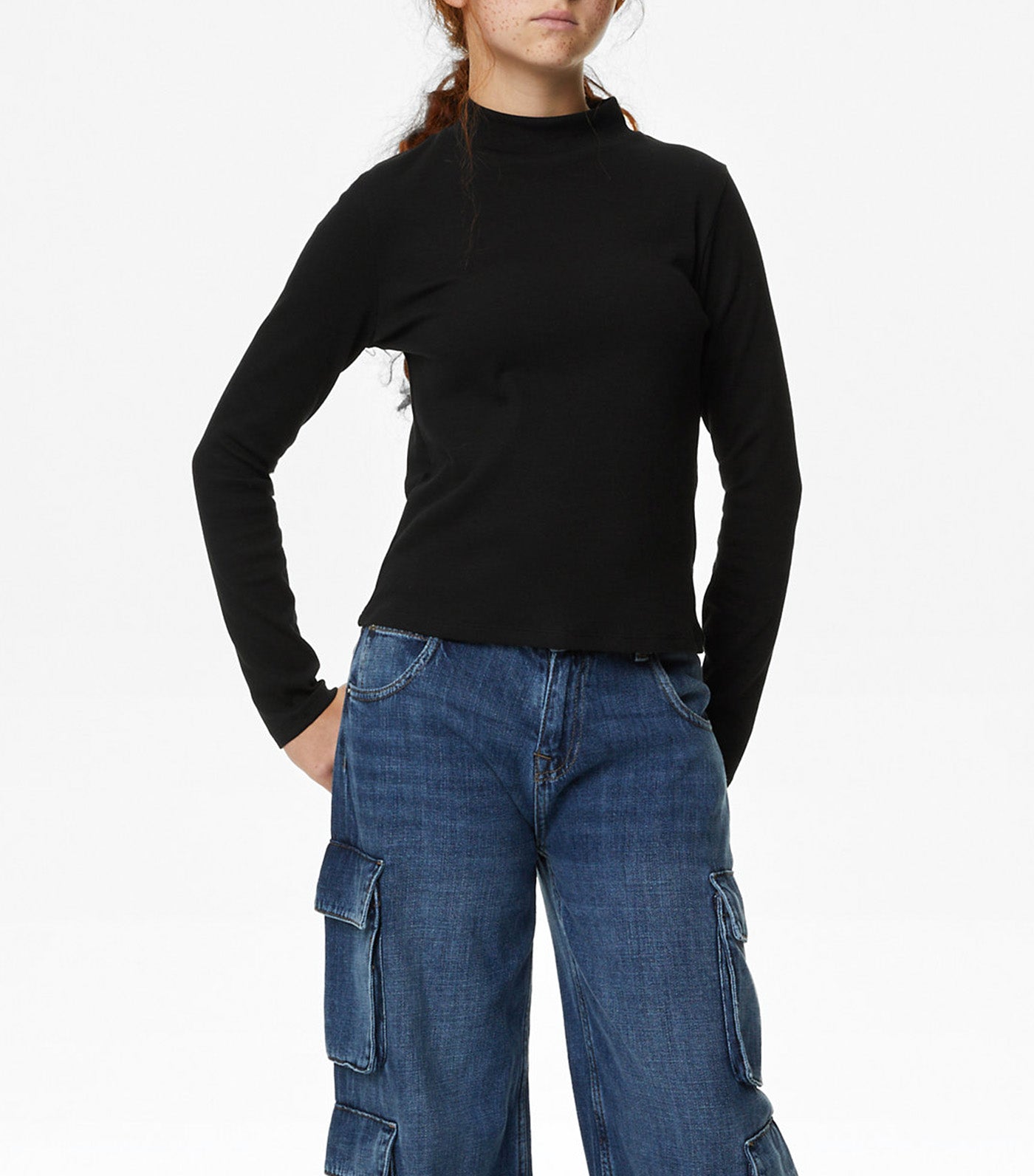 Cotton Rich Ribbed Top Black