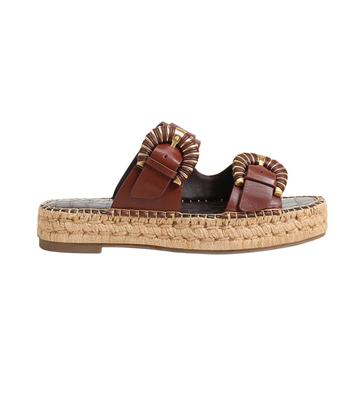 Tabbey Espadrille Platform Sandal Burnt Brandy Leather
