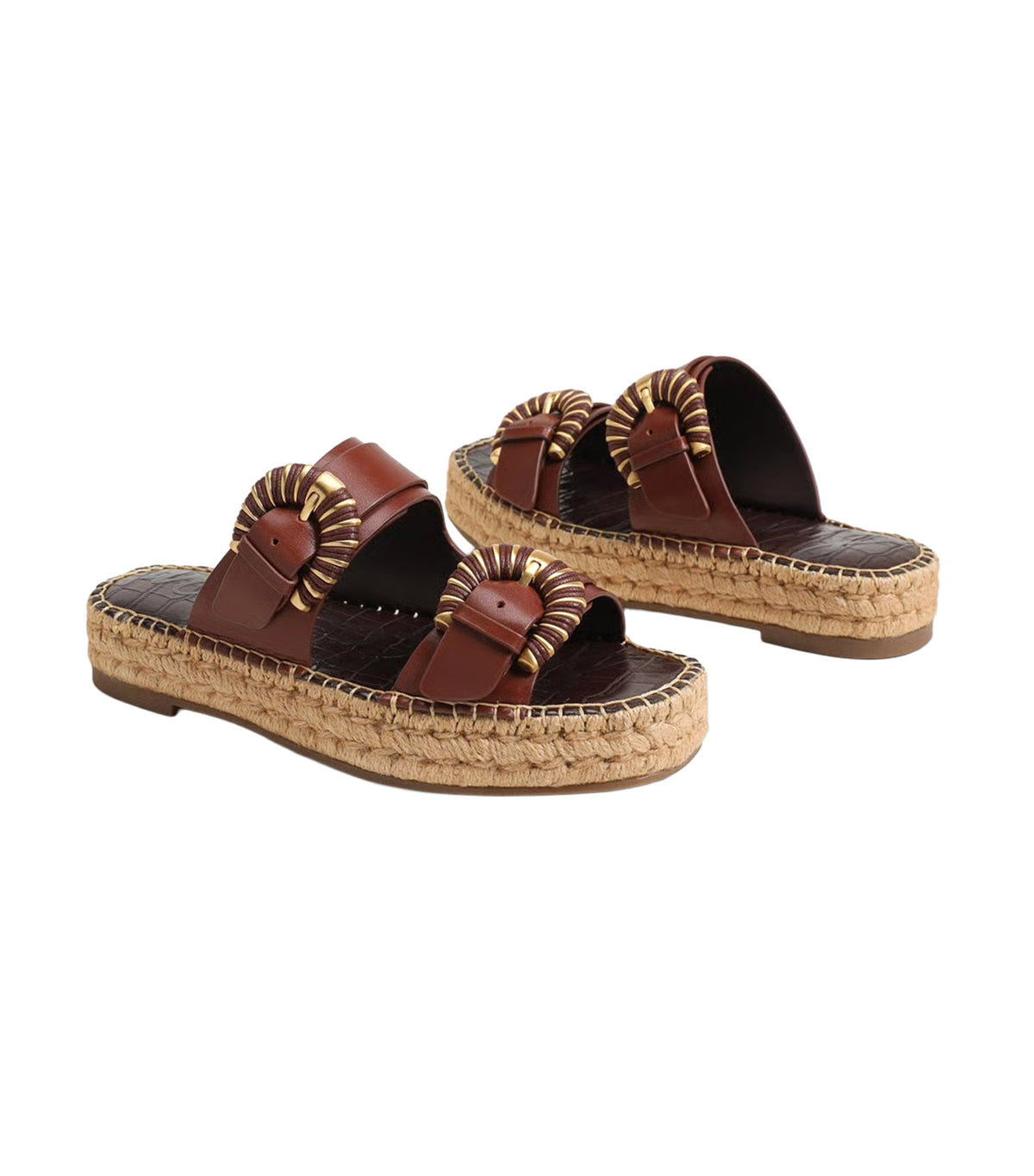 Tabbey Espadrille Platform Sandal Burnt Brandy Leather