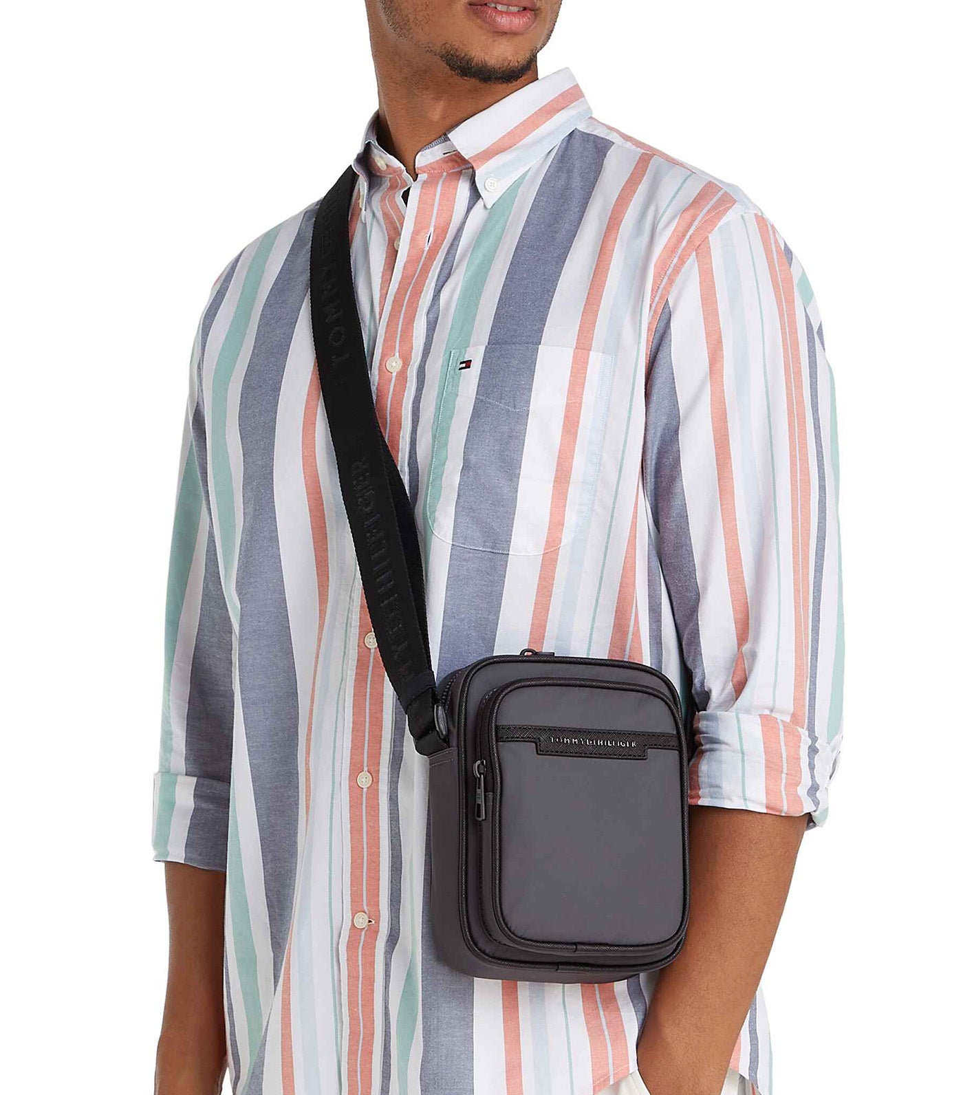 Tommy Hilfiger Men's Repreve Mini Reporter Bag Dark Gray